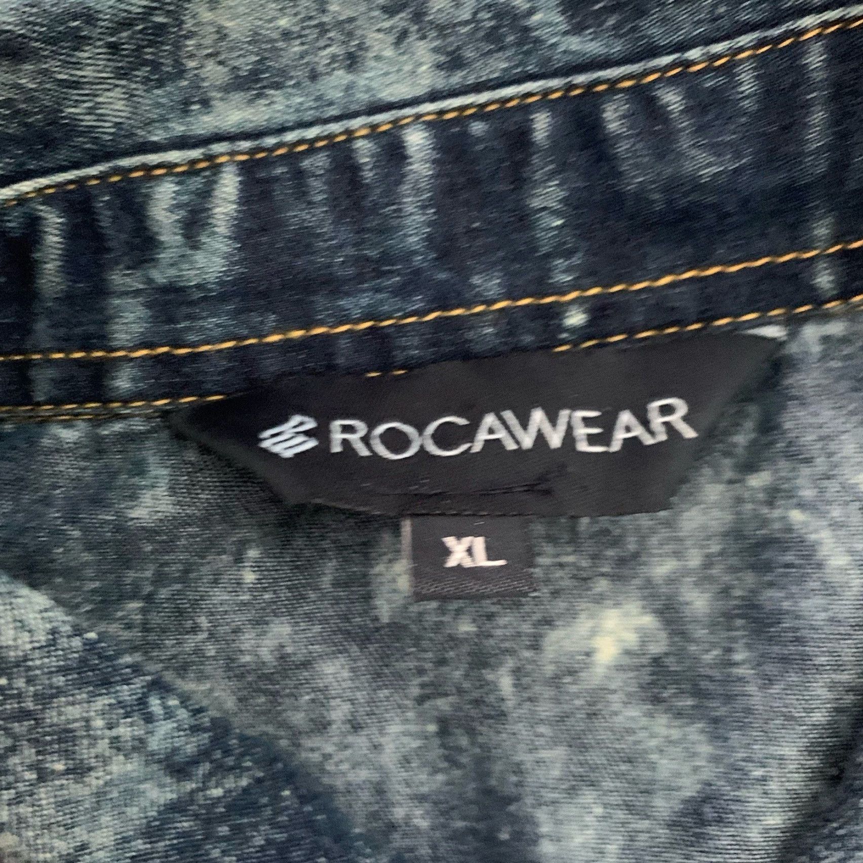 Rocawear Rocawear Shirt Mens XL Blue Acid Wash Denim Button Up Grunge 90s Vintage Y2K Cotton Polyester Size US XL / EU 56 / 4 - 2 Thumbnail
