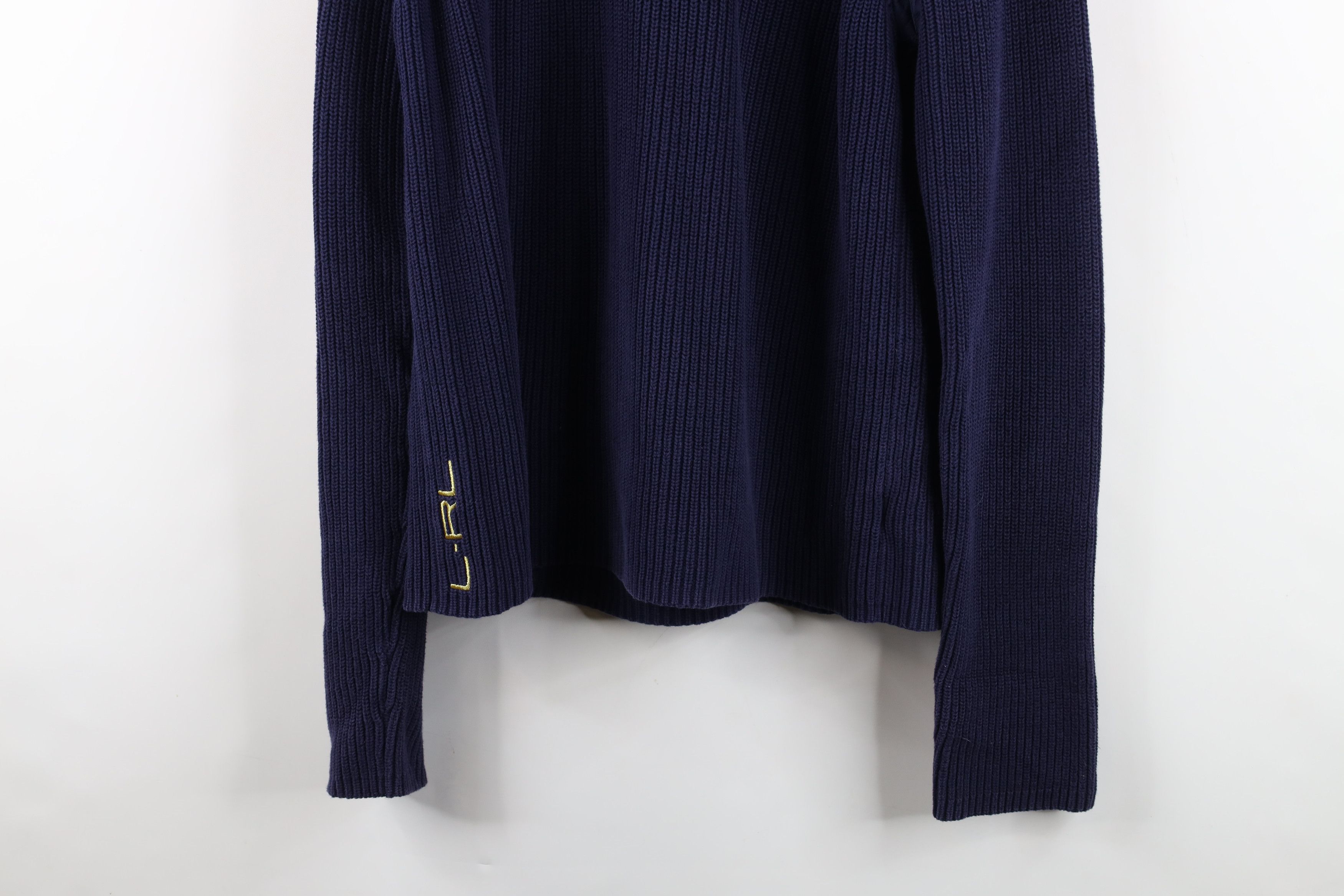 Ralph Lauren Vintage 90s Ralph Lauren Zip Ribbed Knit Sweater Blue Size XL / US 12-14 / IT 48-50 - 3 Thumbnail