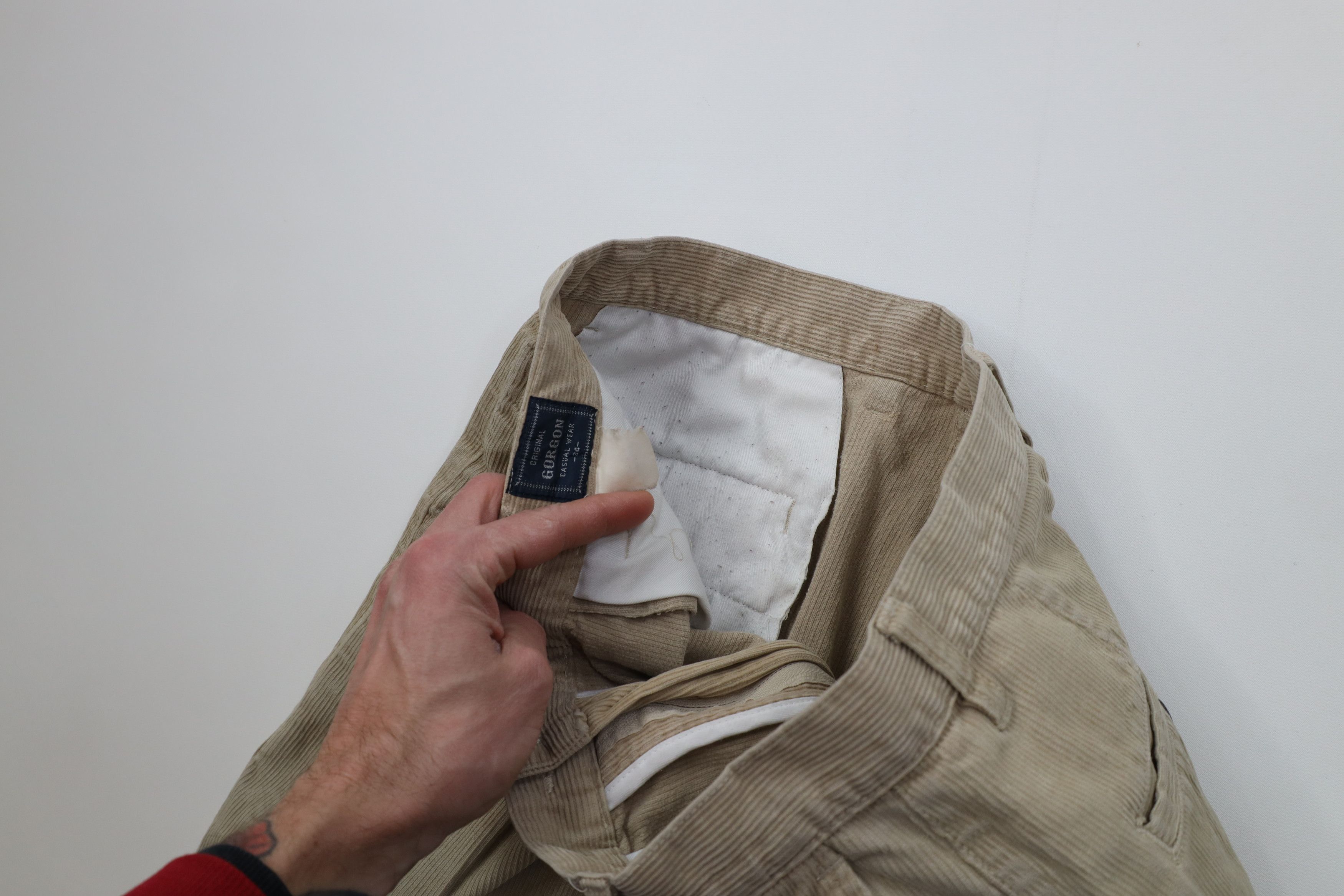 Vintage Vintage 90s Streetwear Wide Leg Corduroy Chino Pants Beige Size US 34 / EU 50 - 10 Thumbnail