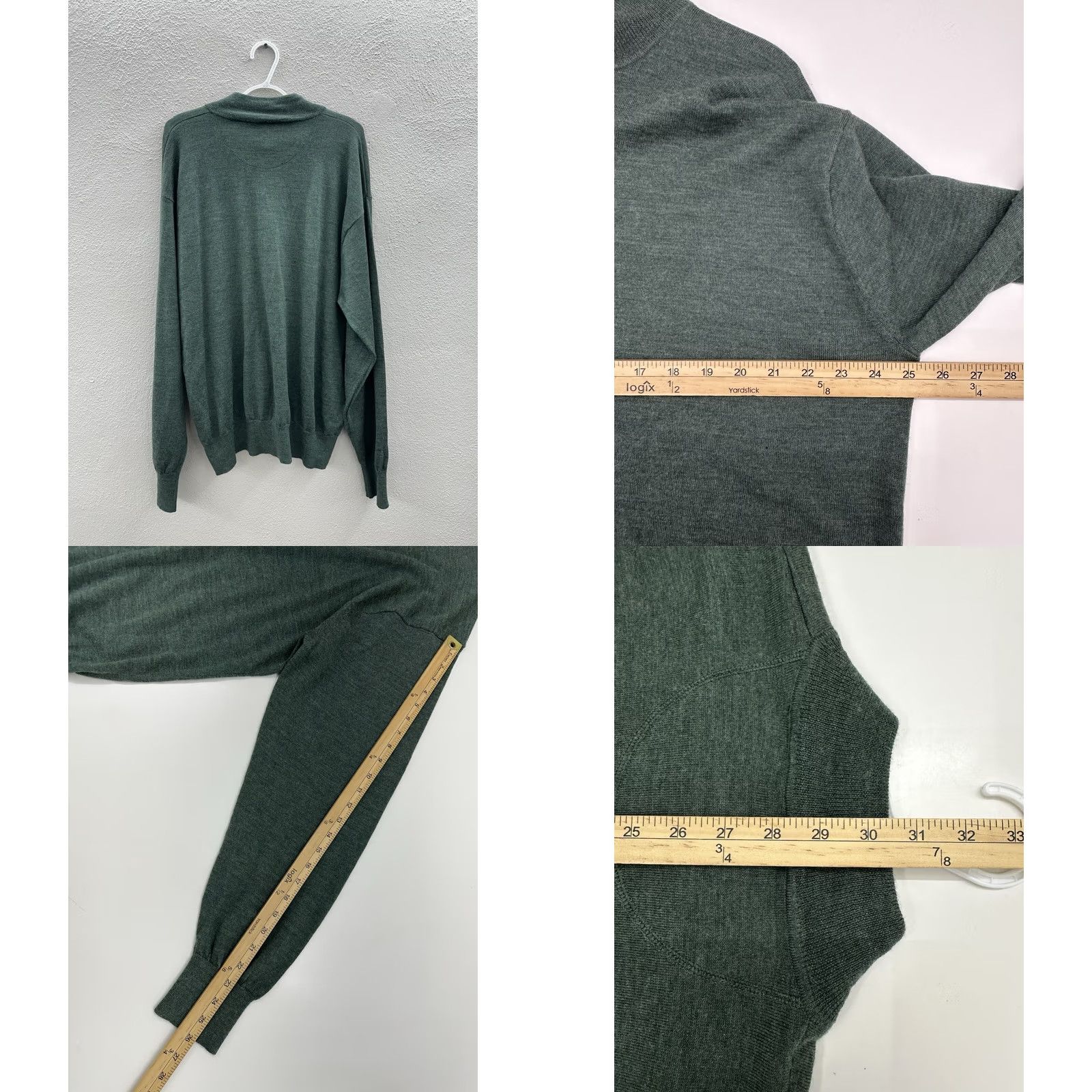 Orvis Orvis Mens Sweater 1/4 Zip Green Merino Wool Long Sleeve 2XL Regular Knit Pullover Classic Casual Winter Fall Summer Spring Weather Size US XXL / EU 58 / 5 - 8 Thumbnail