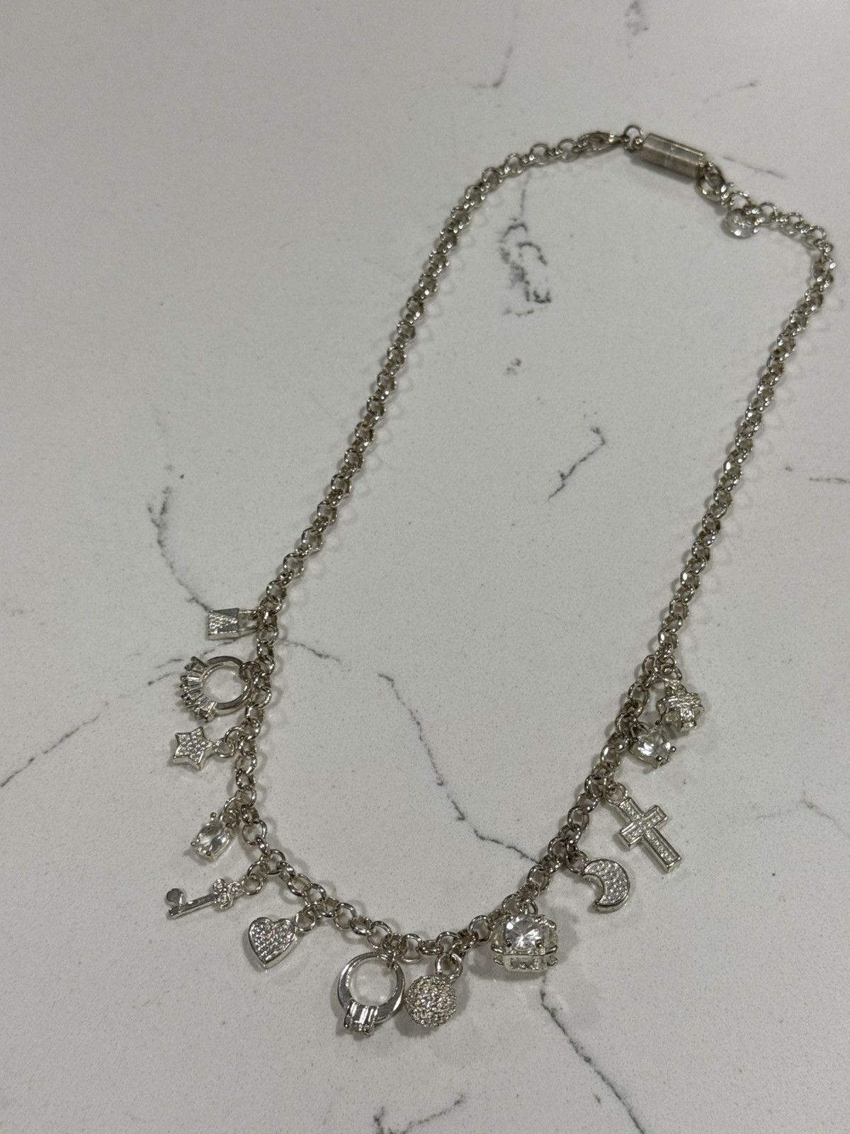 Sterling Silver Y2K Sterling Silver Charm Necklace Coquette Size ONE SIZE - 1 Thumbnail