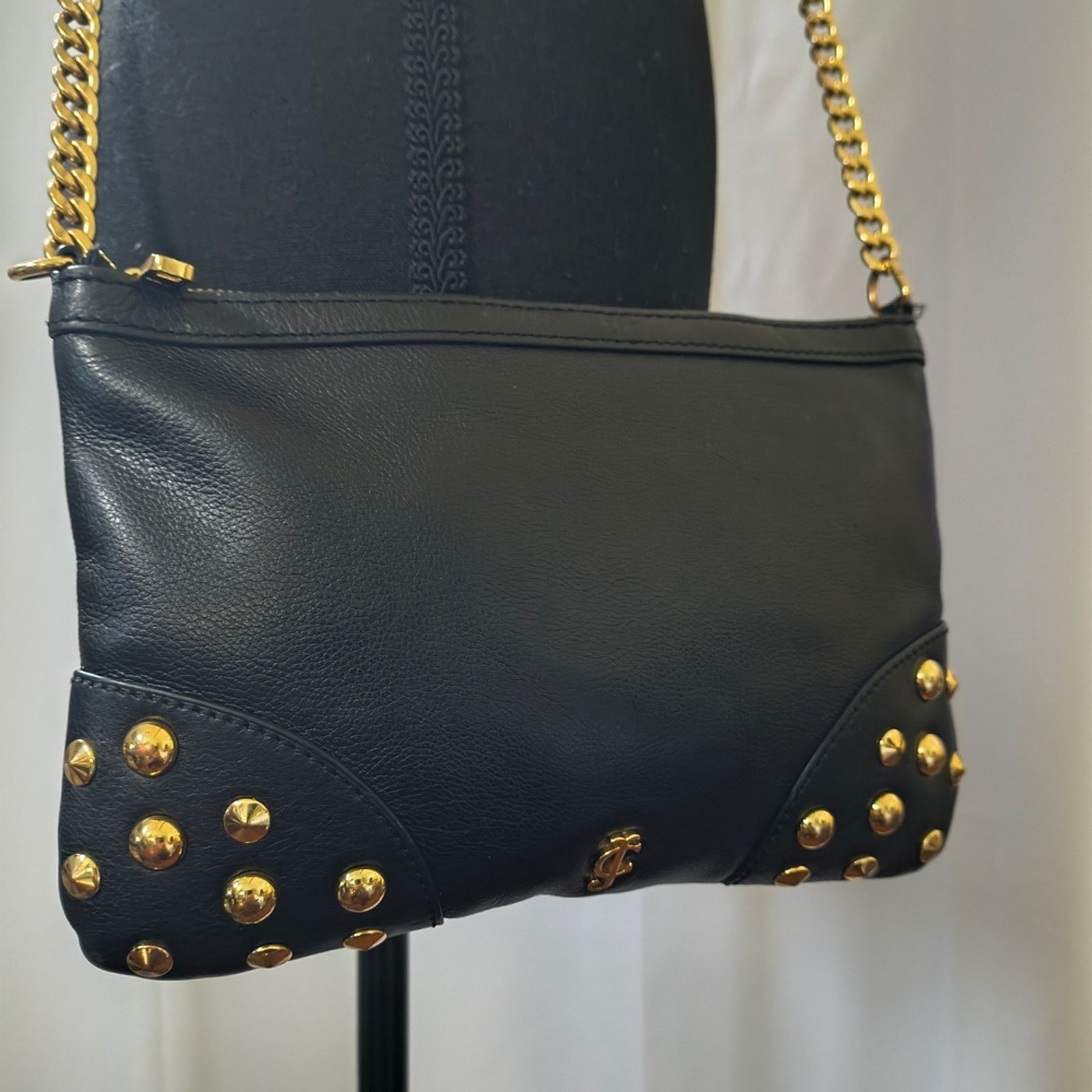 Juicy Couture Y2K Juicy Couture Black Genuine Leather Studded Crossbody Size ONE SIZE - 3 Thumbnail