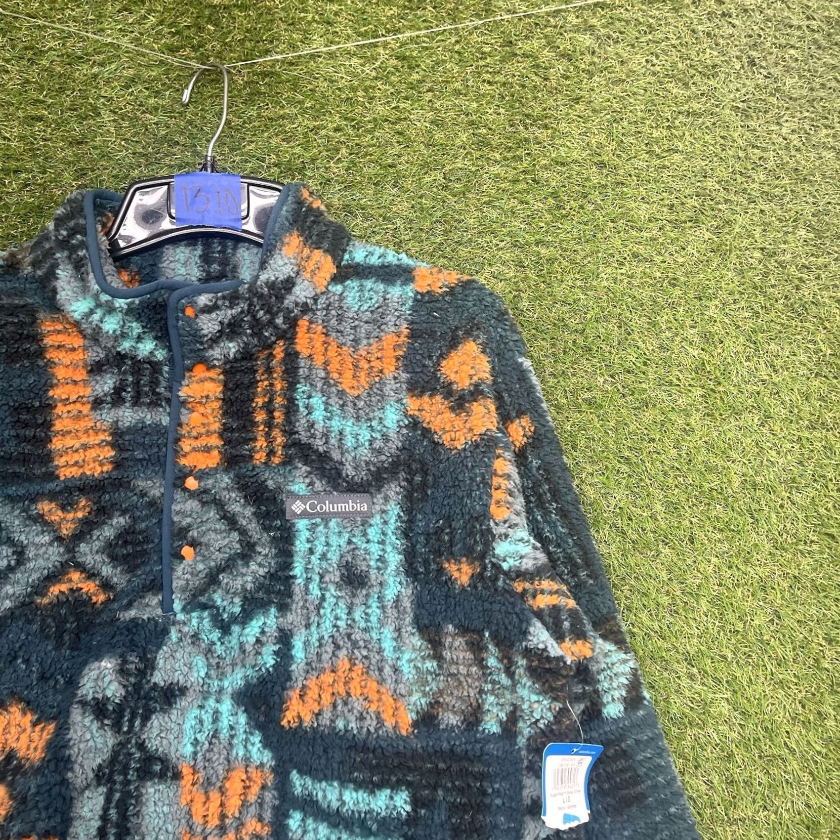 Vintage Columbia Aztec Jacket Mens Large Rugged Ridge II Sherpa 1/2 Snap Pullover NWT Blue Polyester Fleece Logo Pockets 2000s Mens Size US L / EU 52-54 / 3 - 3 Thumbnail