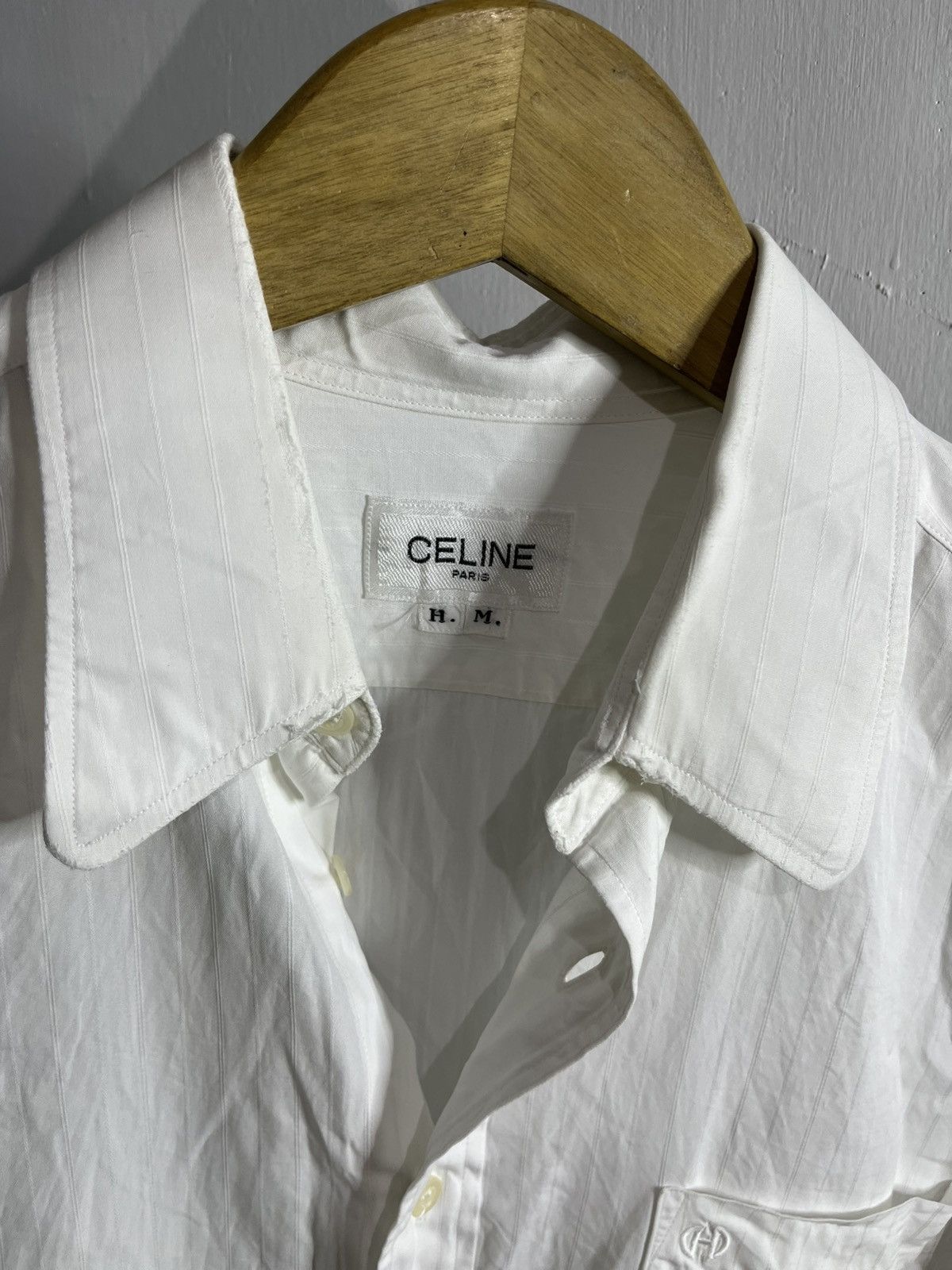 Celine Celine distressed striped button shirt Size US M / EU 48-50 / 2 - 5 Thumbnail