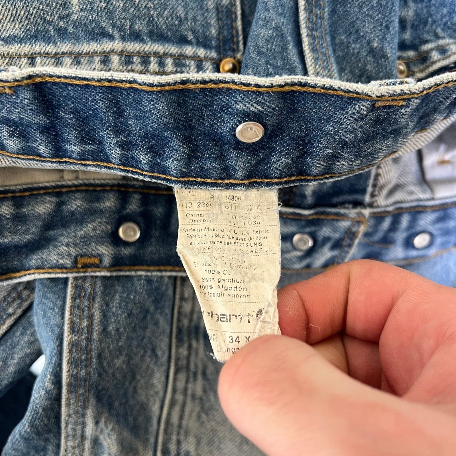 Carhartt × Vintage Carhartt faded blue denim double knee work carpenter pants Size US 32 / EU 48 - 7 Thumbnail