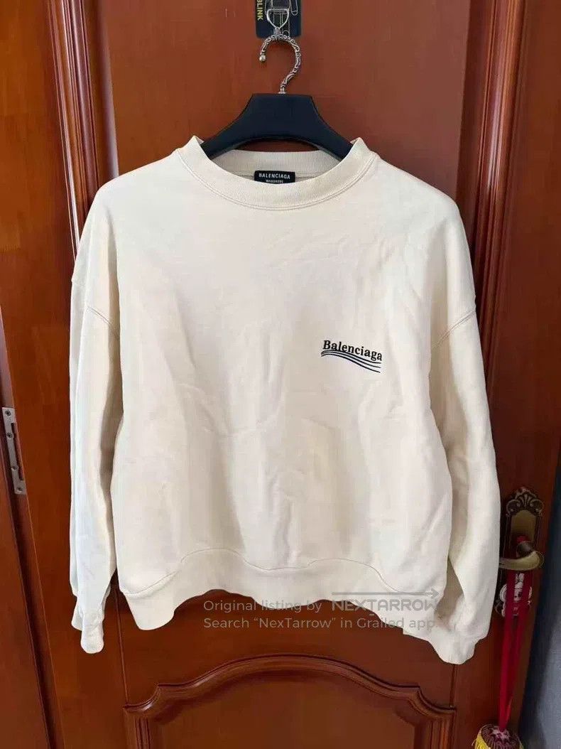 Balenciaga Balenciaga Beige Cola Embroidered Sweatshirt - Long Sleeve Size US S / EU 44-46 / 1 - 1 Thumbnail