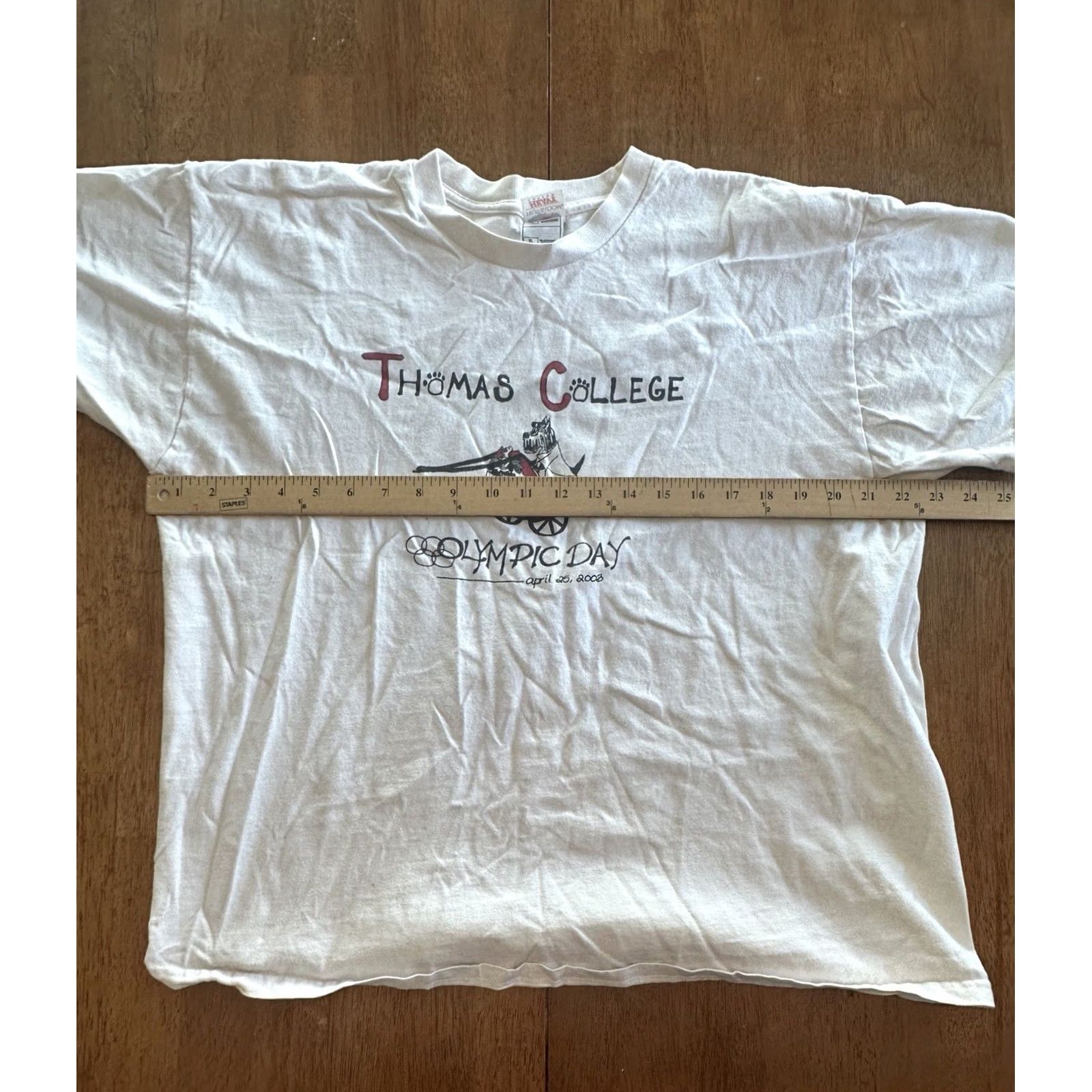 Fruit Of The Loom VINTAGE Thomas College Olympic Day T Shirt White XL 2003 Fruit of the Loom Mens Size US XL / EU 56 / 4 - 6 Thumbnail