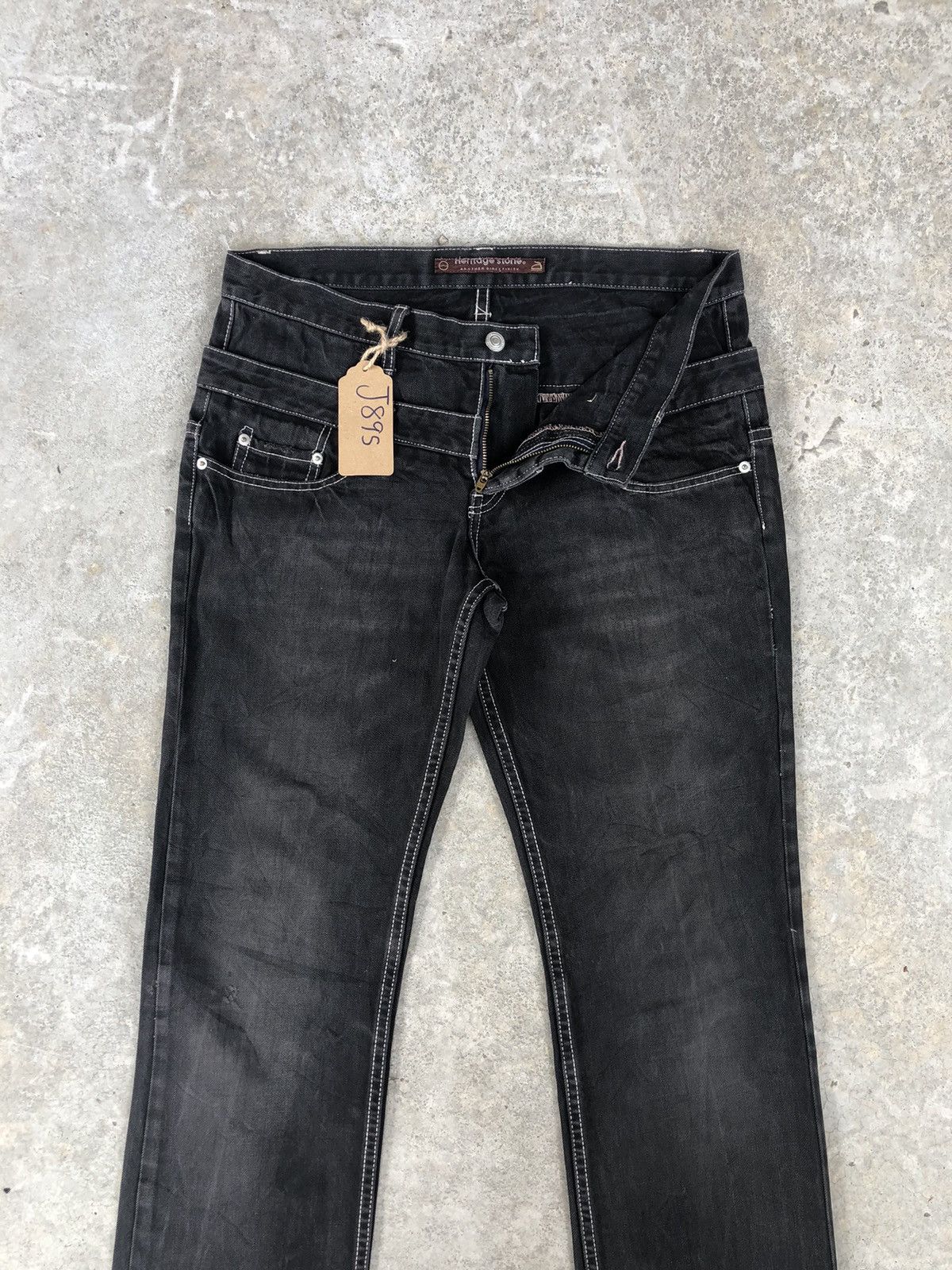 Japanese Brand Japanese Herritage Double Waist White Stitch Distressed Size US 32 / EU 48 - 3 Thumbnail