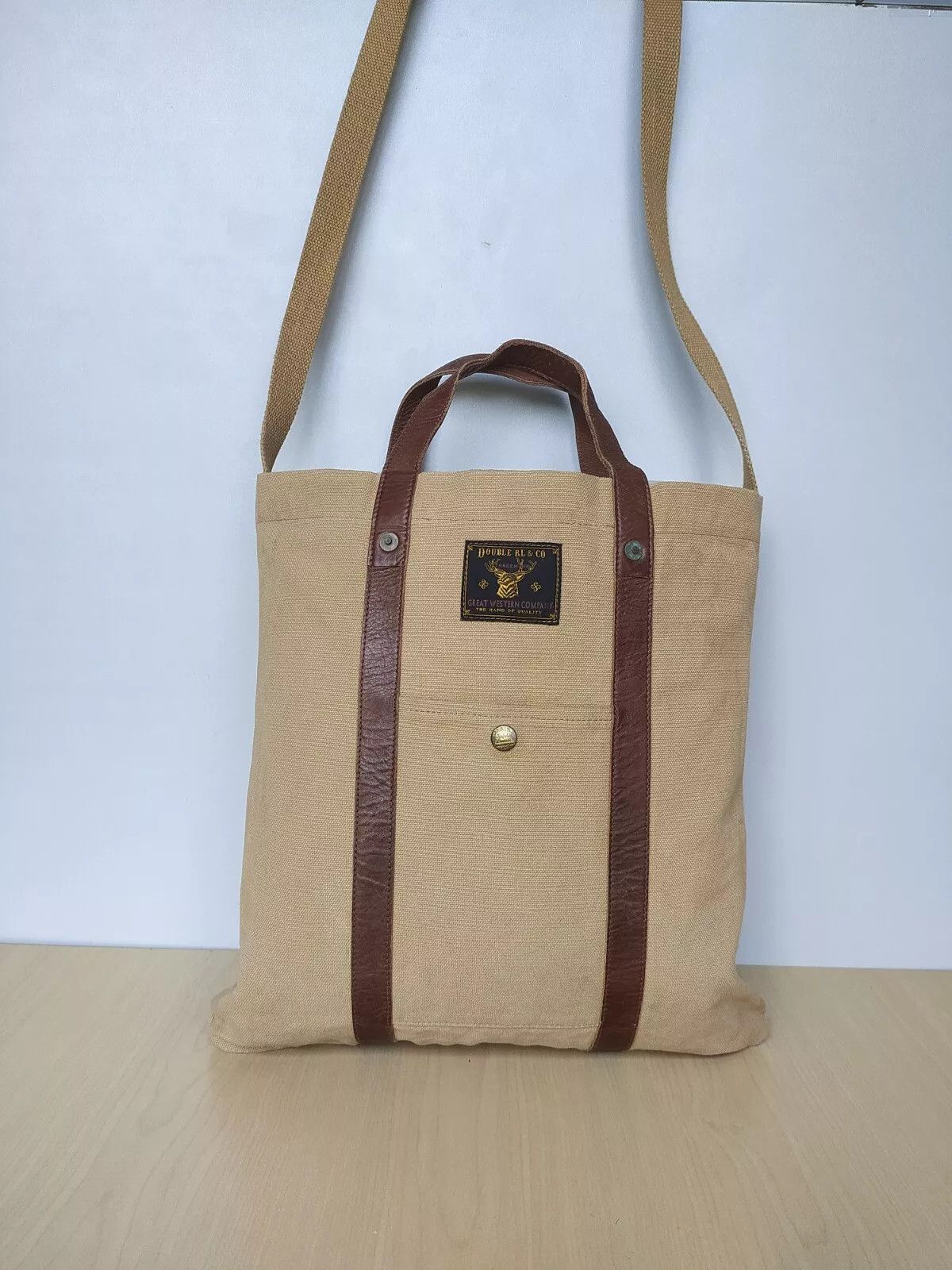RRL Leather-Print Cotton-Canvas Tote Bag IFD-0002