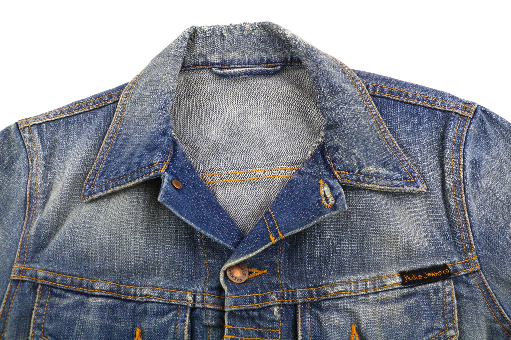 Nudie Jeans PERRY XS Organic Bright Broken Blue Washed Jacket 82440 Size US XS / EU 42 / 0 - 4 Thumbnail
