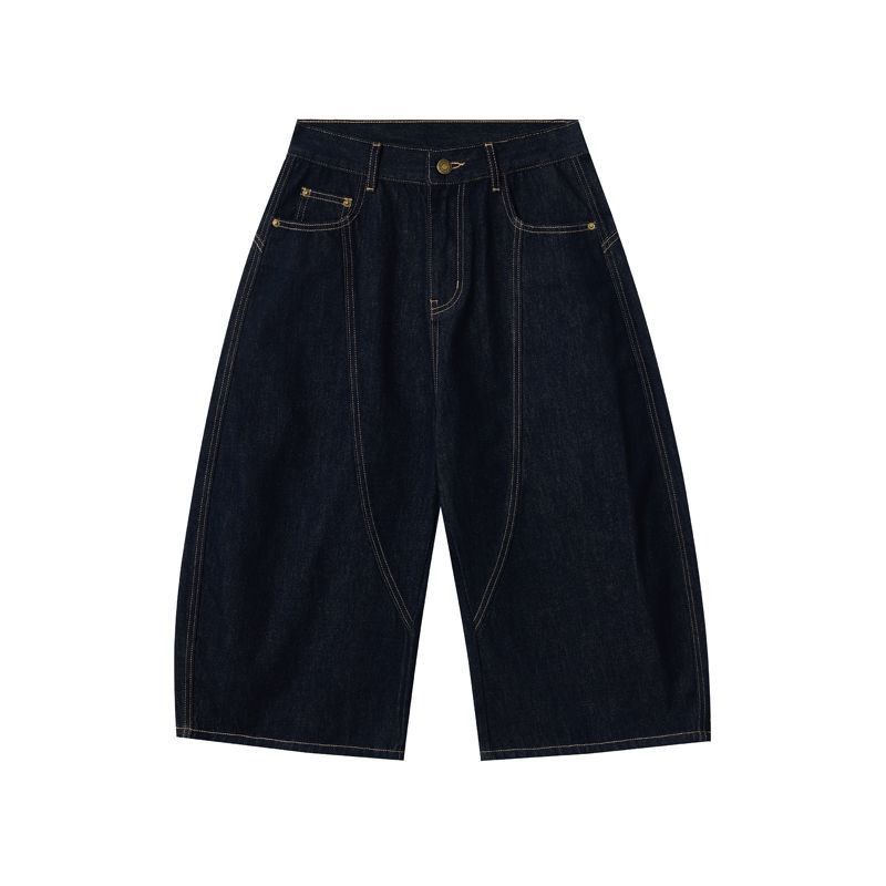 Japanese Brand American-style patchwork curved denim baggy shorts Size US 32 / EU 48 - 4 Thumbnail