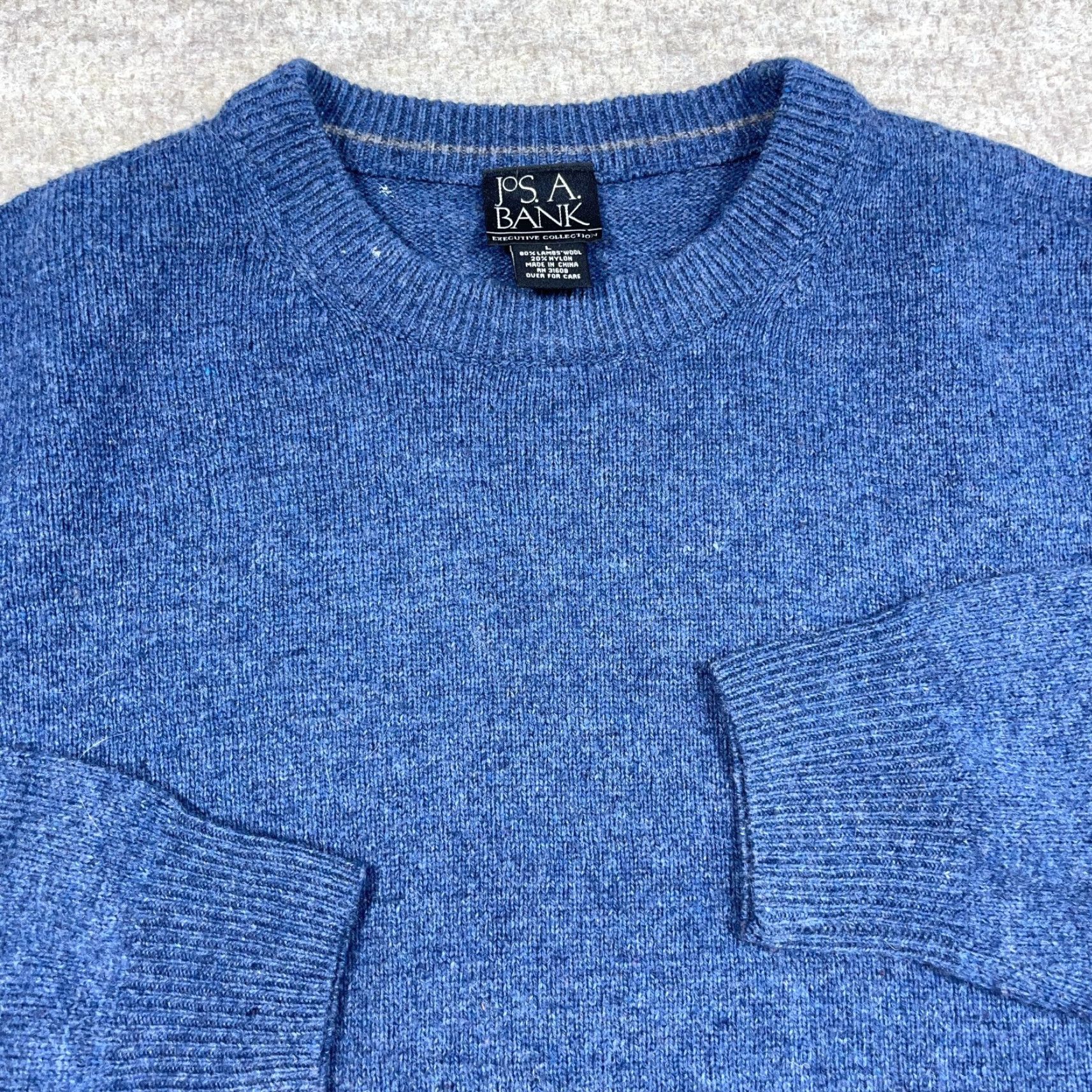 Jos. A. Bank Jos A Bank Sweater Men Large Blue Wool Crewneck Pullover Solid Knit Classic Casual Winter Fall L Mens Size US L / EU 52-54 / 3 - 2 Thumbnail