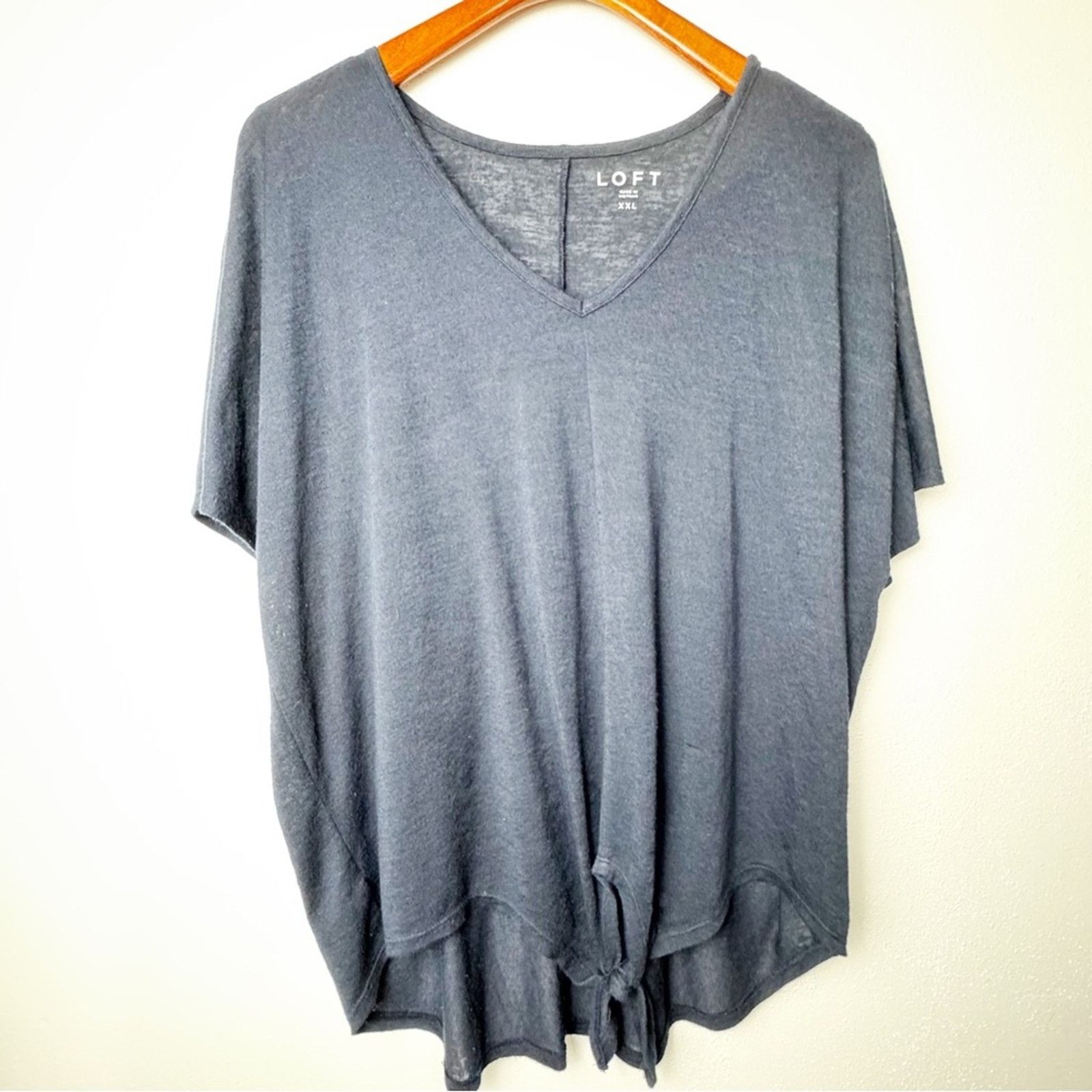 Loft Loft Navy Modal Front Tie Drapey Blouse Women’s Size XXL Size XXL / US 16-18 / IT 52-54 - 6 Thumbnail