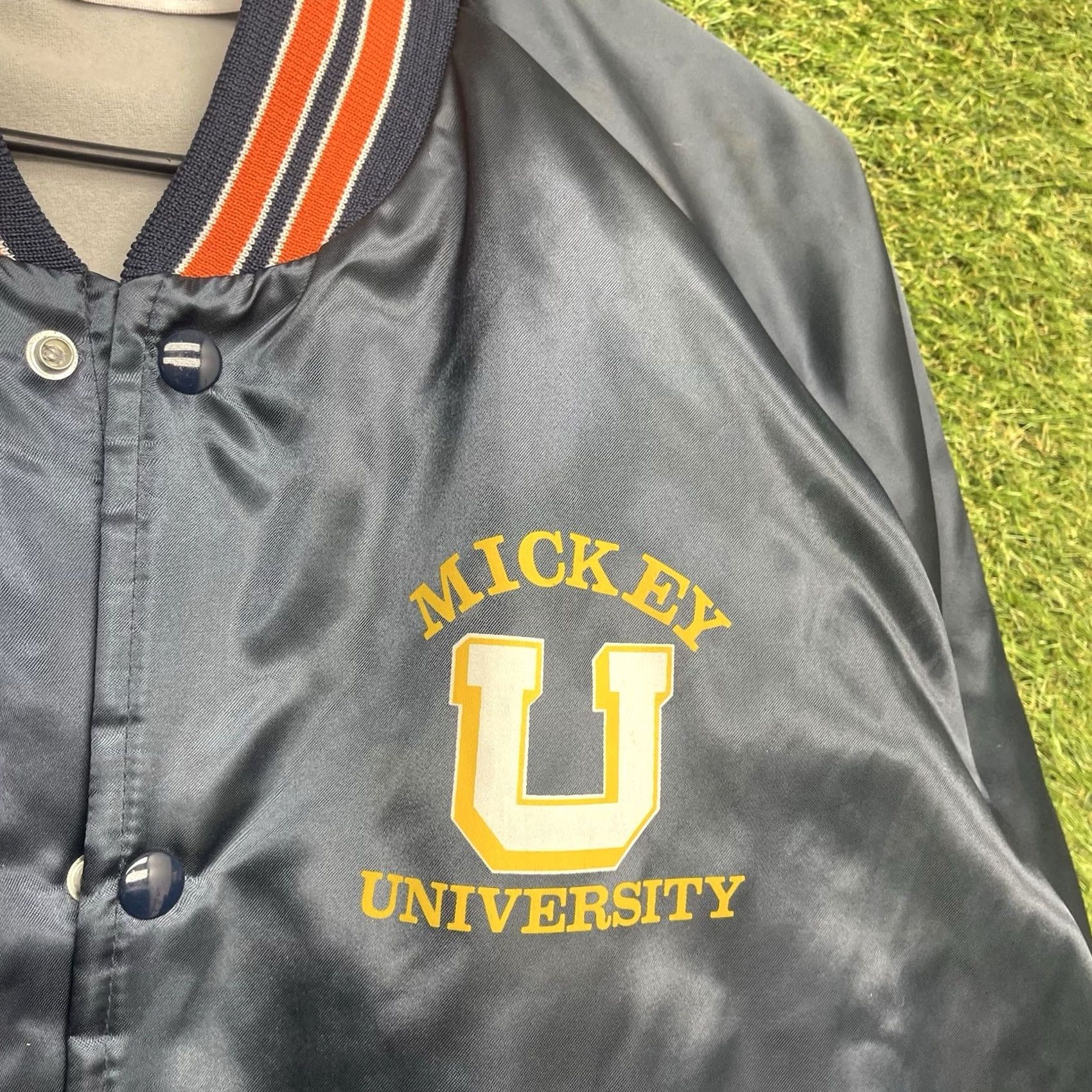 Chalk Line VINTAGE Chalk Line Mickey Mouse Varsity Jacket Mens L Blue Satin 90s 80s Disney World Logo Jacket Mens Boys Girls Size US L / EU 52-54 / 3 - 4 Thumbnail