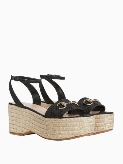 Gucci oc11z0126 Women's Espadrille Sandals With Horsebit in Black Size US 8 / IT 38 - 2 Thumbnail