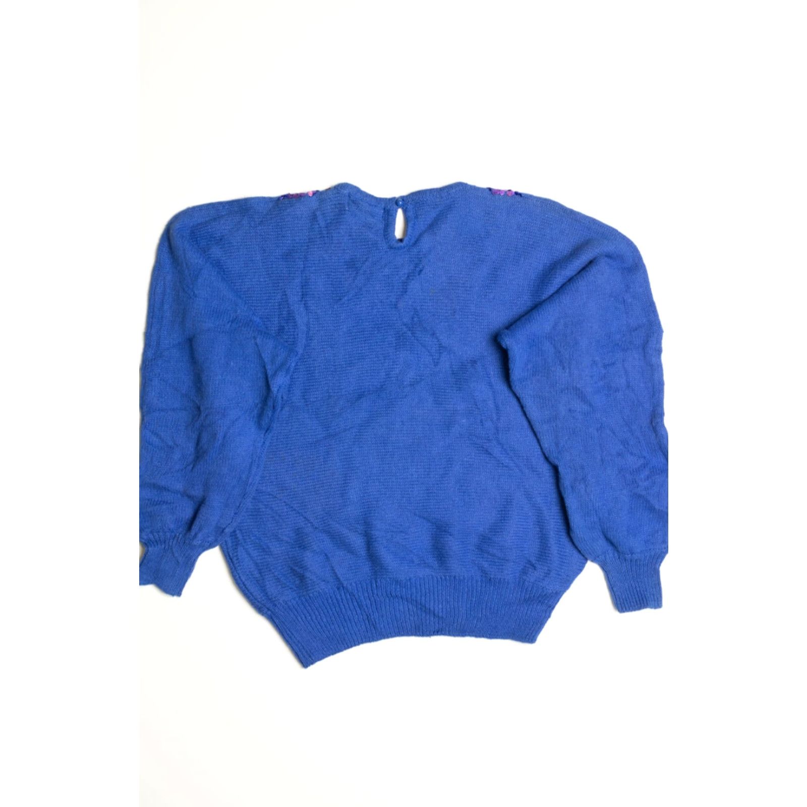 Vintage VINTAGE Crystal-Kobe Sweater Blue Large Beaded Embellished Pullover 80s Women/Mens Size L / US 10 / IT 46 - 3 Thumbnail