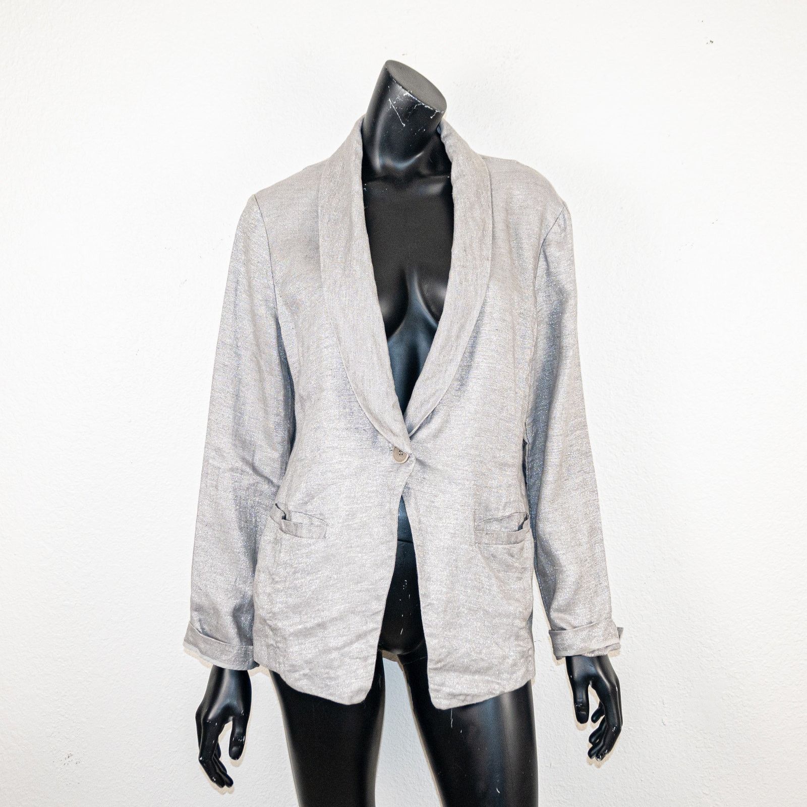 Eileen Fisher Eileen Fisher Silver Gray Twinkle linen Blazer Jacket Medium Size M / US 6-8 / IT 42-44 - 2 Thumbnail