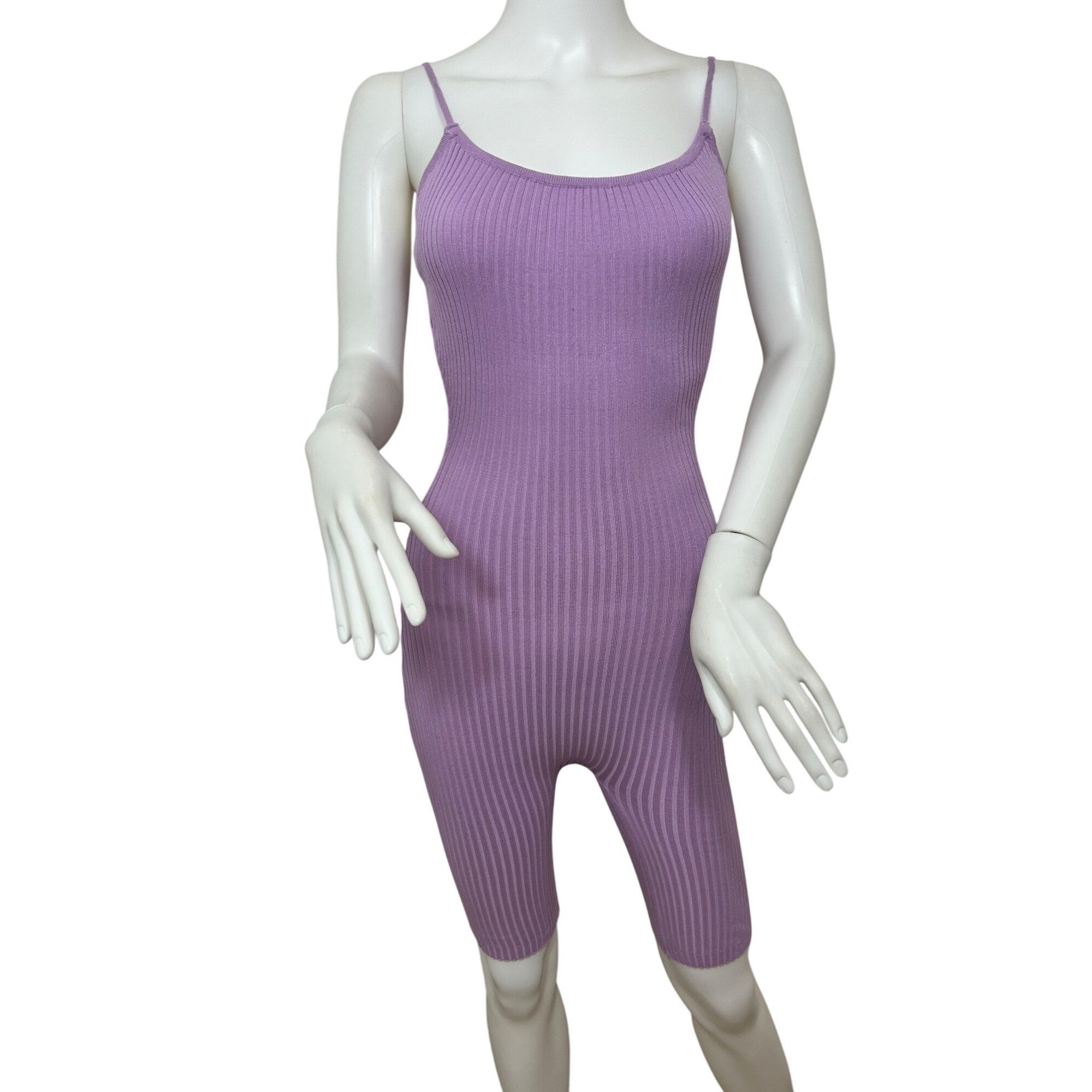 Other Daisy Women’s Ribbed Romper S Lavender Unitard Scoop Neck Sp Size S / US 4 / IT 40 - 1 Thumbnail