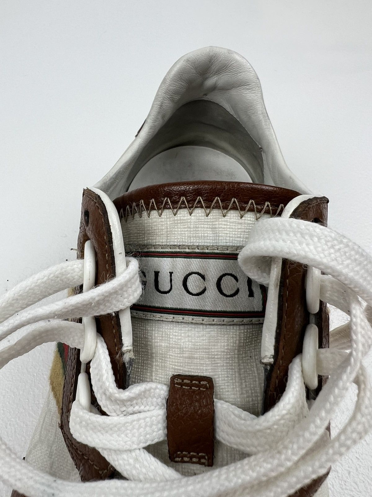 Gucci GUCCI Sneakers Low Top Shoes GG Monogram Web Stripe White Size US 7.5 / EU 40-41 - 17 Thumbnail