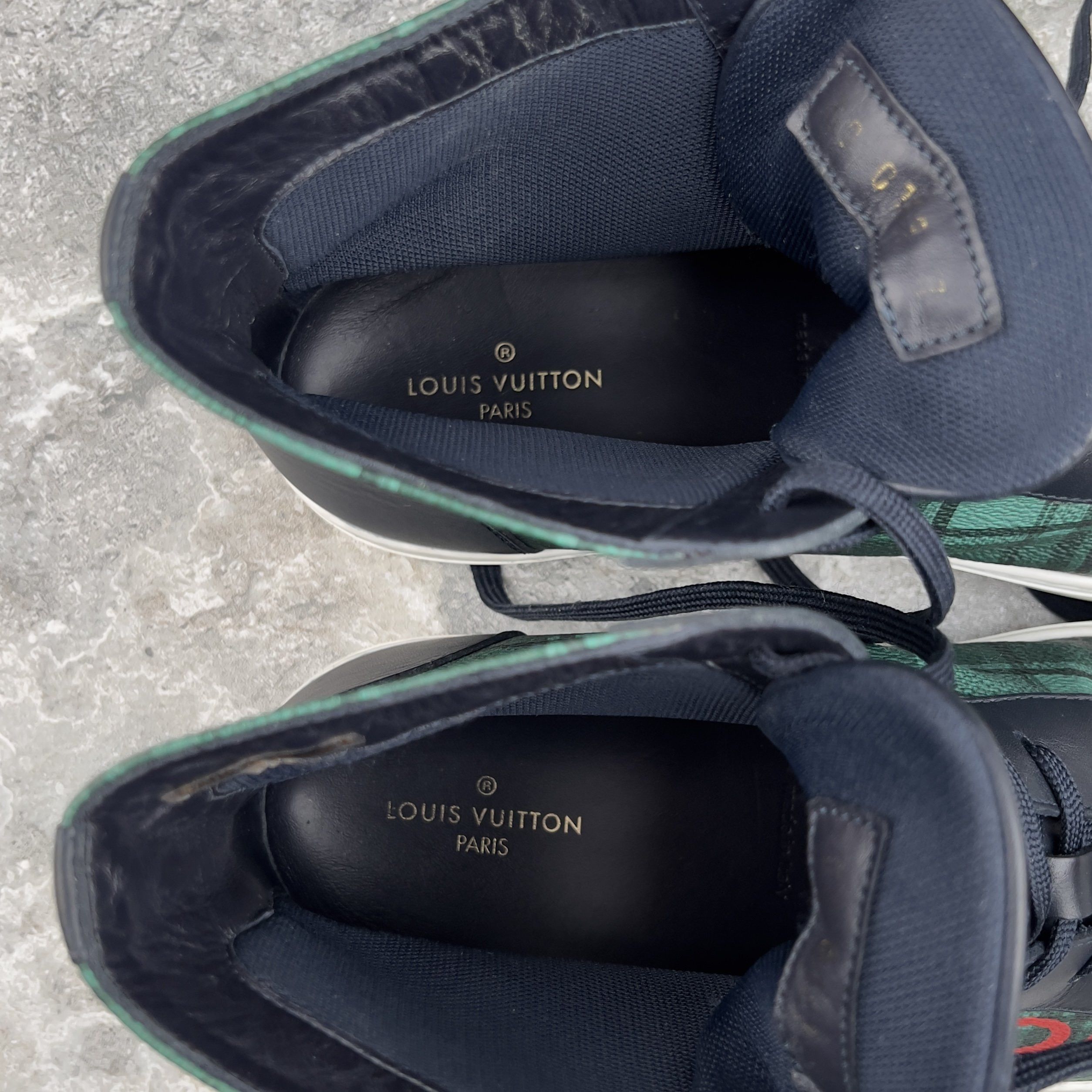 Louis Vuitton Tattoo Sneakers Logo Tartan Pattern Canvas Blue Navy Leather Size US 8 / EU 41 - 10 Thumbnail