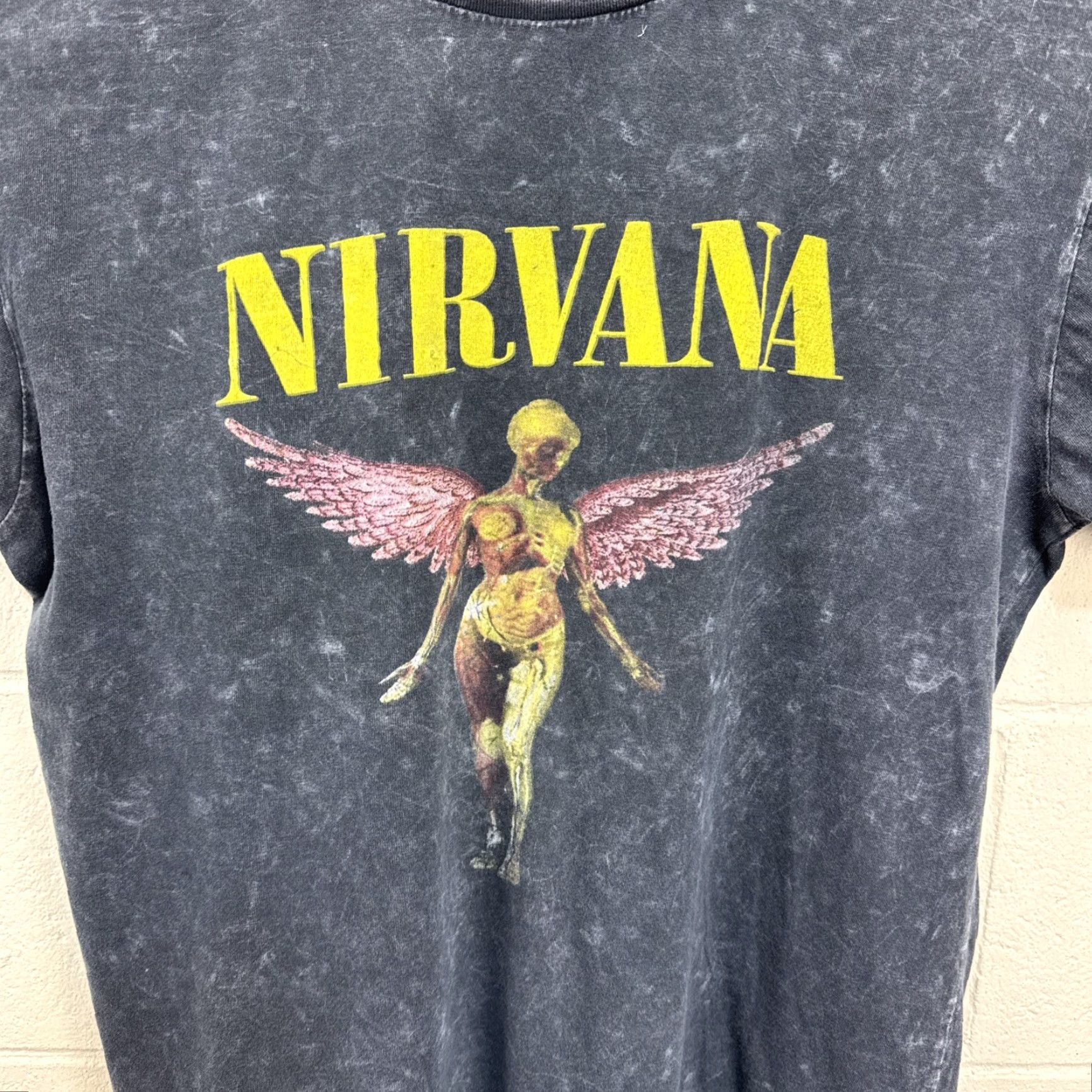 Vintage Vintage Nirvana T Shirt Black Large Acid Wash Faded In Utero Spellout Graphic Print Crew Neck Short Sleeve Logo Accent Men Size US L / EU 52-54 / 3 - 2 Thumbnail