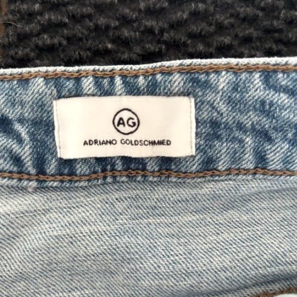 Denime AG Adriano Goldschmied Jeans Women 34" Light Wash Straight Leg Button Fly Denim Jeans Size 24" / US 00 / IT 34 - 3 Thumbnail