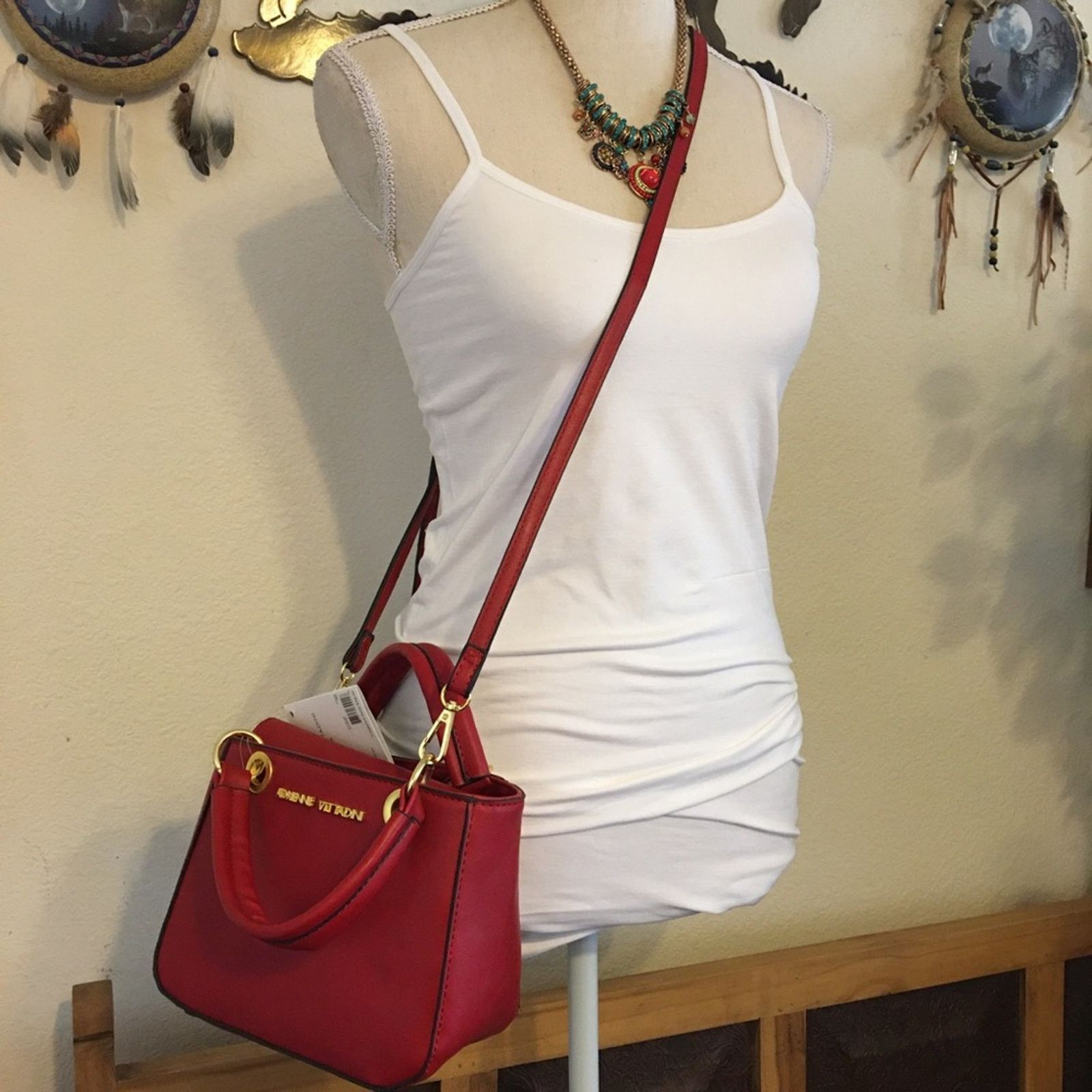 Adrienne Vittadini Red Crossbody Tote Bag Nwt, Women's