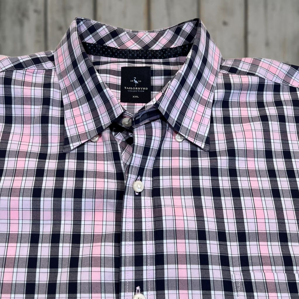 Tailorbyrd Tailorbyrd Shirt Men XXL Button-Down Long Sleeve Plaid Pink Black Check Size US XL / EU 56 / 4 - 1 Thumbnail