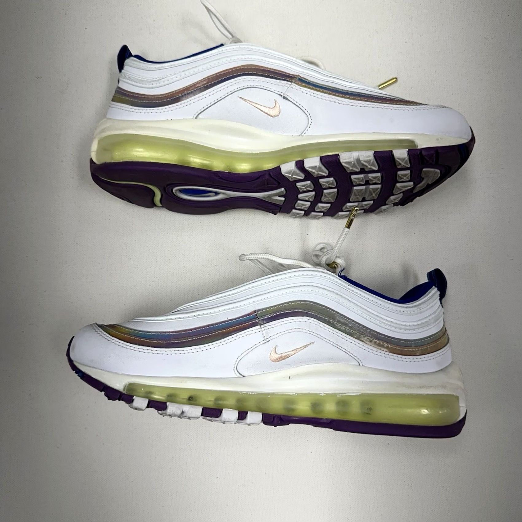 Nike VINTAGE Nike Air Max 97 SE Easter Iridescent Rainbow CW2456-100 Women 7.5 White Rainbow Easter Nike Air Max 97 SE Womens Size US 8 / IT 38 - 4 Thumbnail