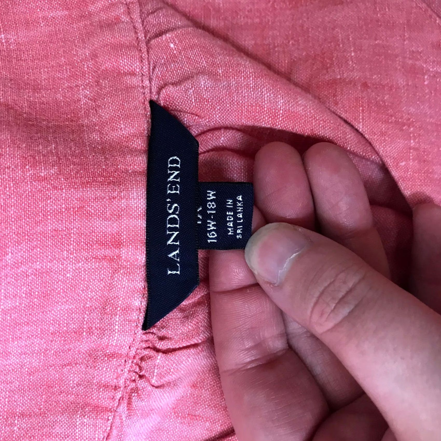 Lands' End VINTAGE Lands' End Womens 1X Tunic Sleeveless Linen V-Neck Coral Pink Knit Pintuck Pleats Slit Beach Casual Travel Workwear 100% Linen Womens 1X Size XL / US 12-14 / IT 48-50 - 7 Thumbnail
