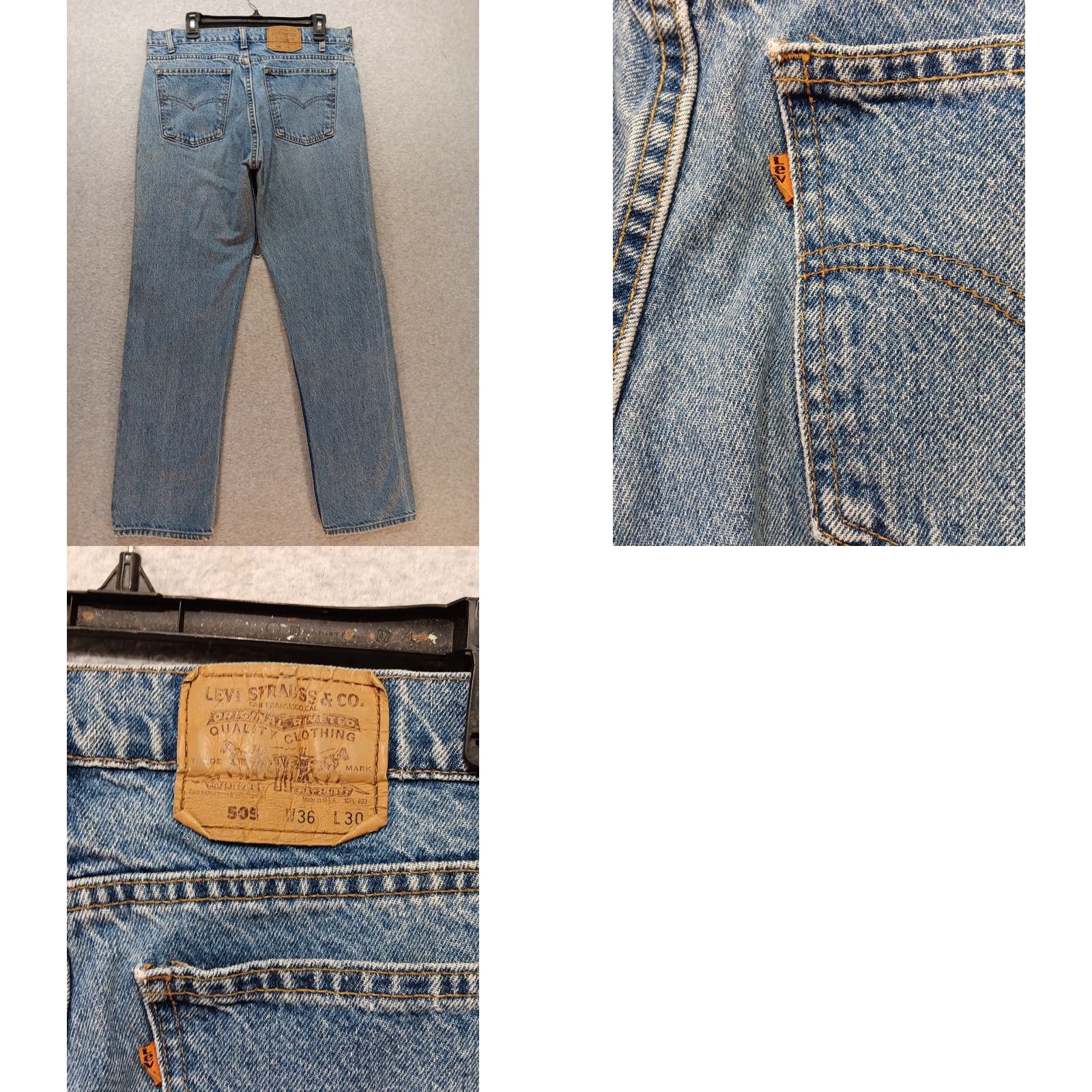 Levi's VINTAGE Levi’s 505 Jeans Men 36x30 Blue Denim Regular 90s Grunge USA Levi’s Logo Pockets Mid Rise Casual* Size US 36 / EU 52 - 8 Thumbnail