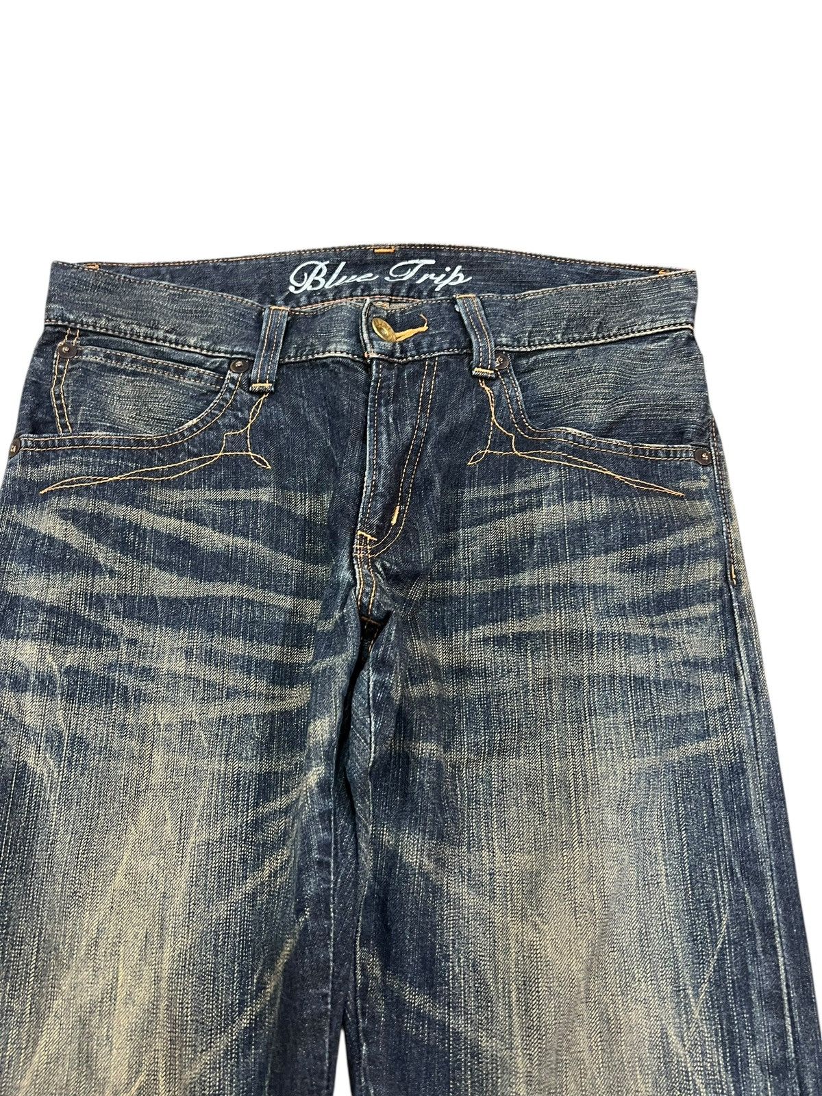 Edwin 💥Flare💥Vintage Edwin 503 Blue Trip Claw Denim Jean Size US 32 / EU 48 - 3 Thumbnail