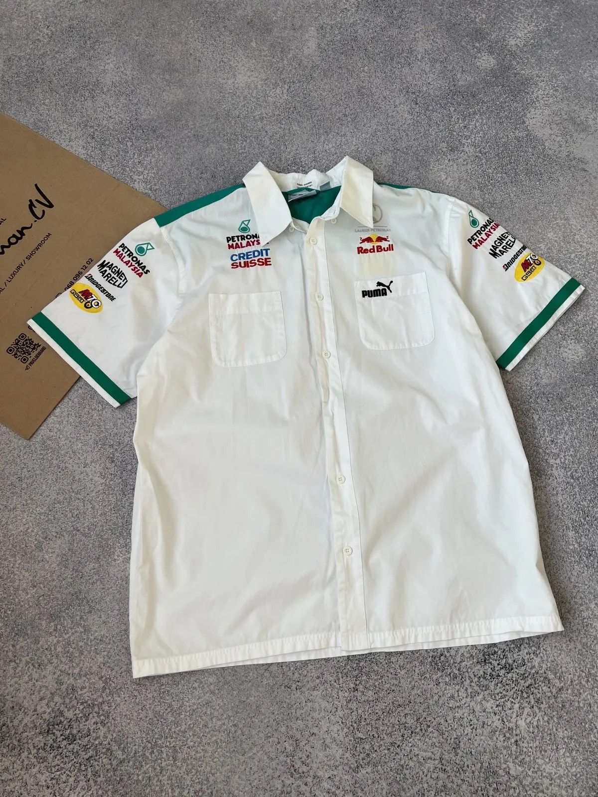 Puma × Vintage Vintage 90s Petronas Shorts Sleeve Racing Button up Size US L / EU 52-54 / 3 - 3 Thumbnail