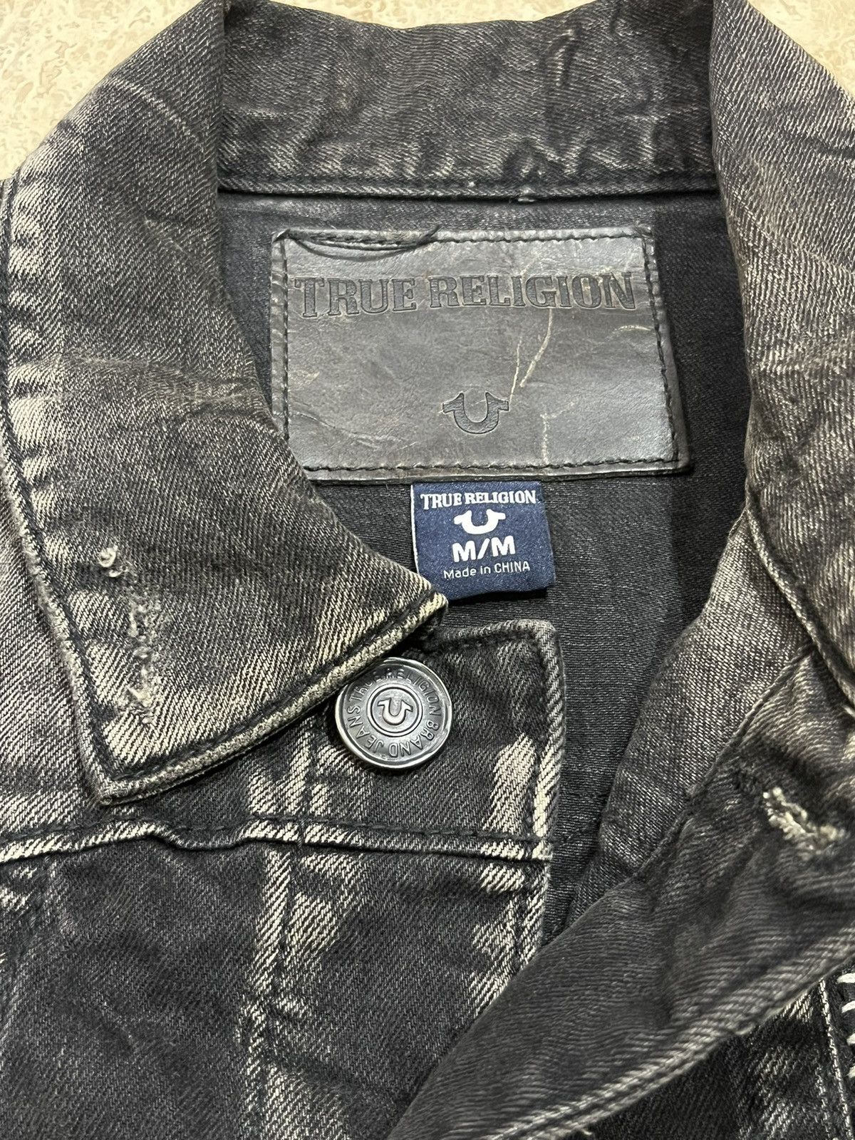 True Religion Y2K True Religion Black Distressed Studded Denim Jacket Size US M / EU 48-50 / 2 - 7 Thumbnail