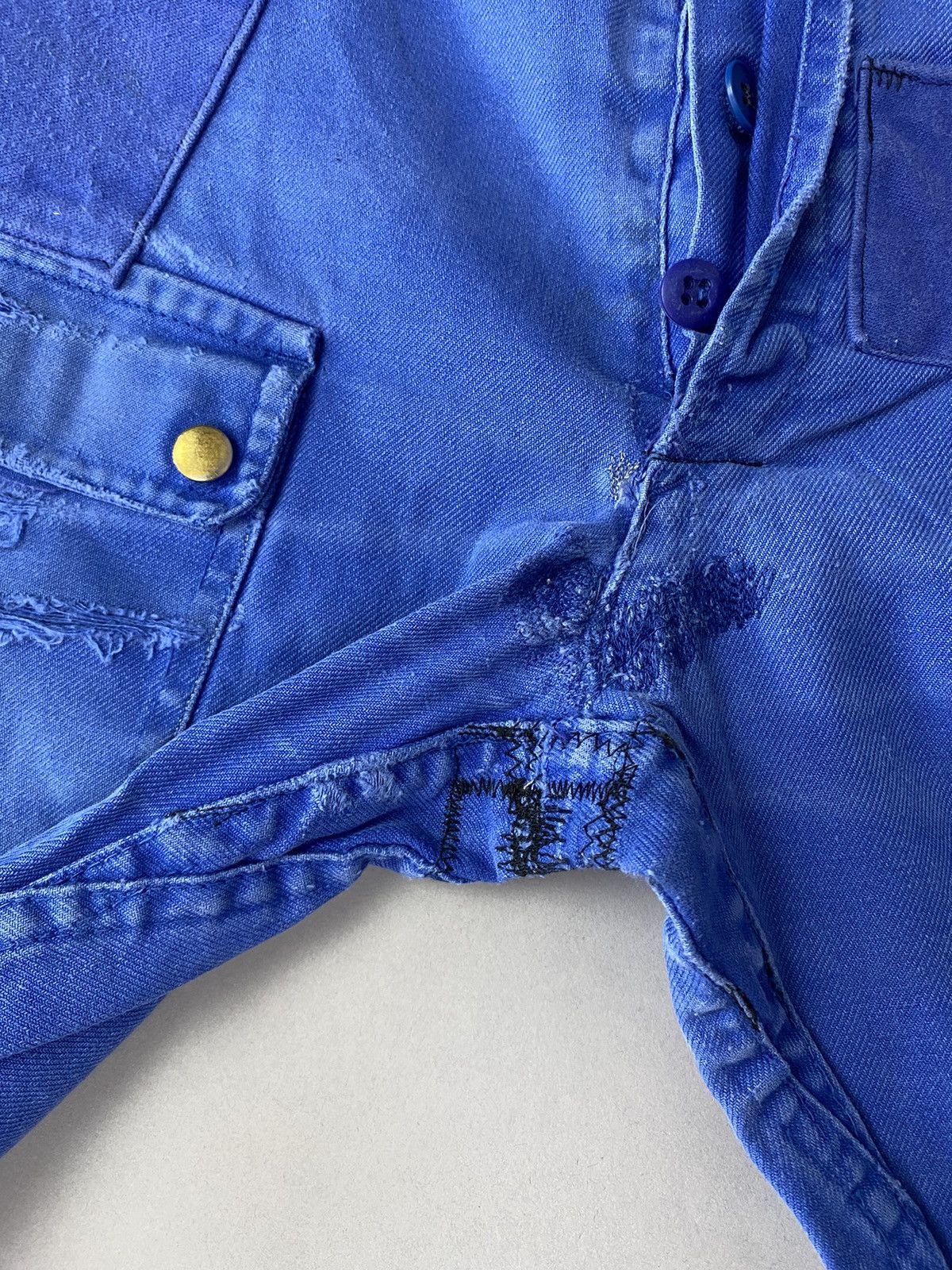 Japanese Brand × Le Laboureur × Vintage Vintage Blue Patched Workwear Trousers – 100% Cotton Size US 32 / EU 48 - 6 Thumbnail