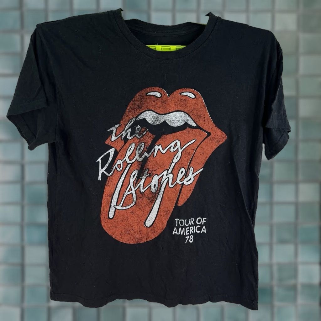 Vintage Rolling Stones Tour of America 78 T-Shirt Womens Medium Black Graphic Short Sleeve Rock Retro 70s Music Size M / US 6-8 / IT 42-44 - 1 Thumbnail