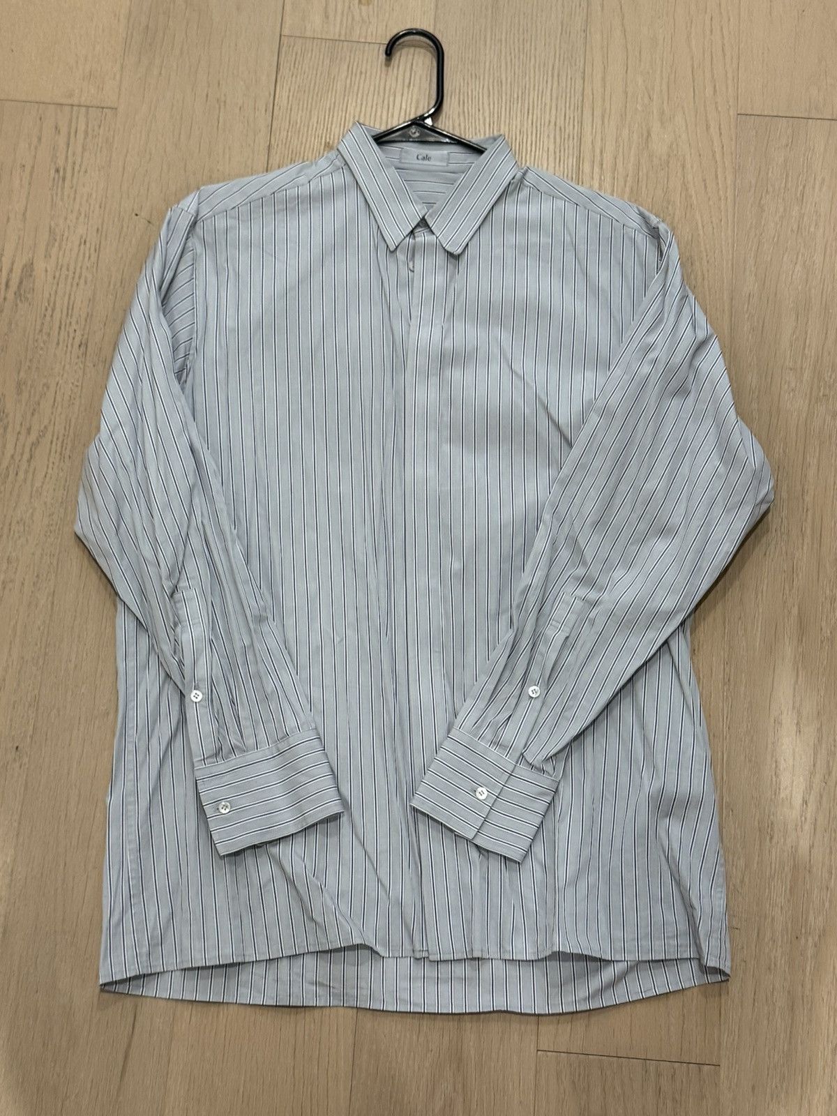 Other Cale - Cotton Stripe Grey Shirt Size US L / EU 52-54 / 3 - 1 Thumbnail