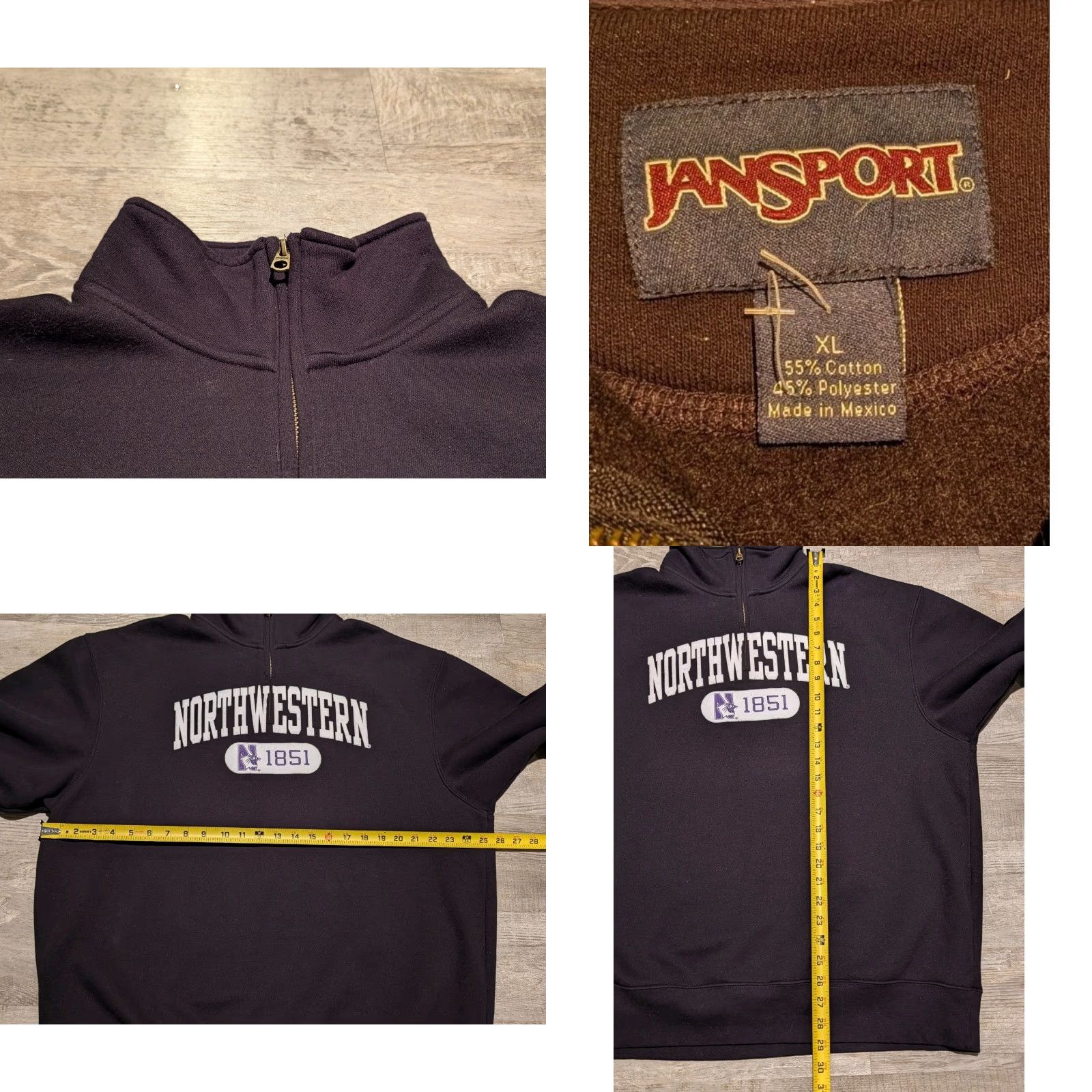 Jansport Jansport Northwestern Quarter Zip Sweatshirt XL Navy Collegiate Pullover EUC Size US XL / EU 56 / 4 - 8 Thumbnail