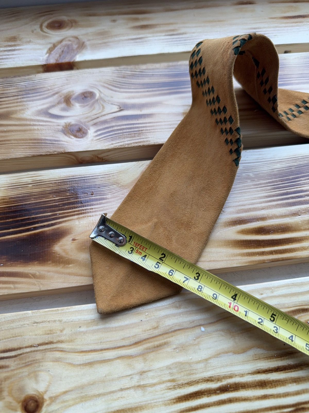 Vintage Retro Vintage Suede Tie Checkered Racing Flag Archive 70s Size ONE SIZE - 14 Thumbnail