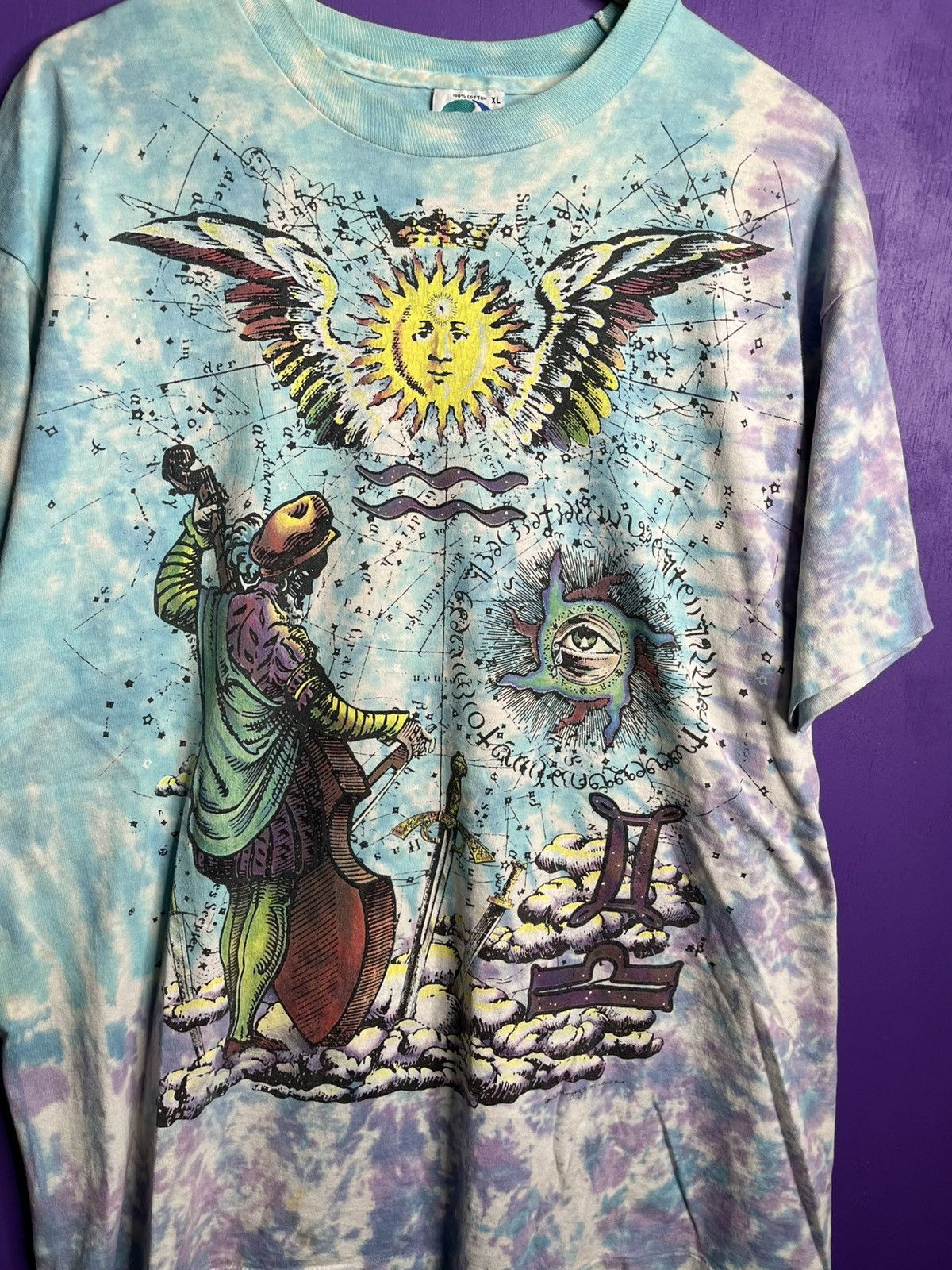 Other Vintage 90s Liquid blue midevil tie dye art t-shirt Size US XL / EU 56 / 4 - 3 Thumbnail