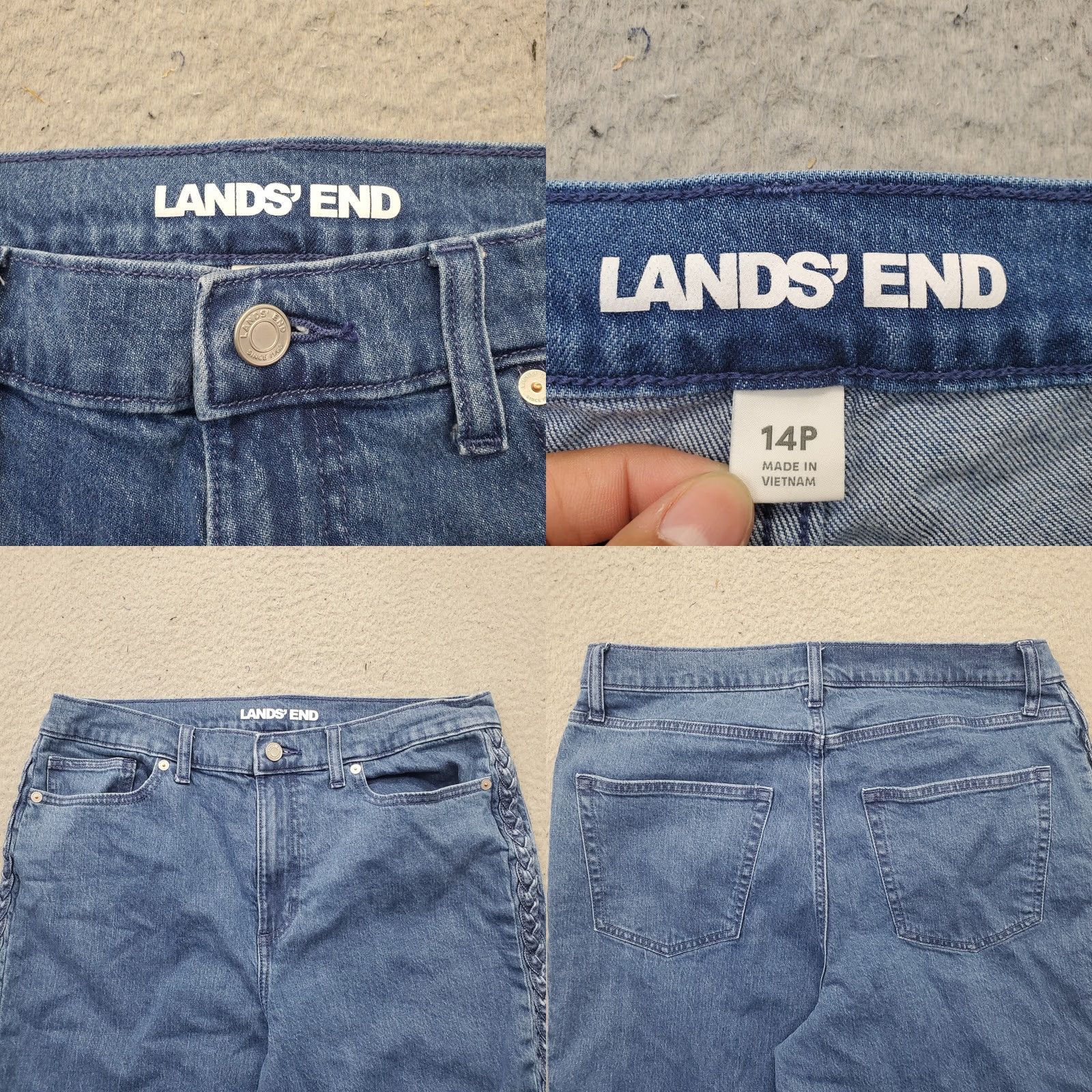 Lands' End Lands' End Jeans Womens 14P Blue Denim Medium Wash Grunge Wide Leg Streetwear Jeans Size 36" / US 14 / IT 50 - 8 Thumbnail