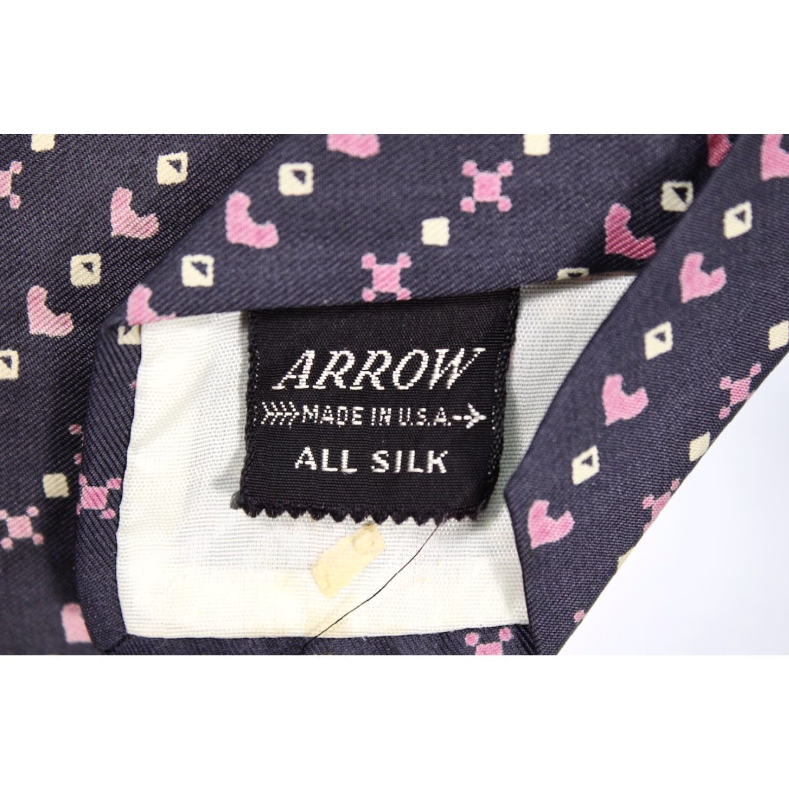 Arrow VTG Arrow 1950s Necktie Navy Blue Pink Abstract Pattern Silk Tie Men 50s Tie Size ONE SIZE - 8 Thumbnail