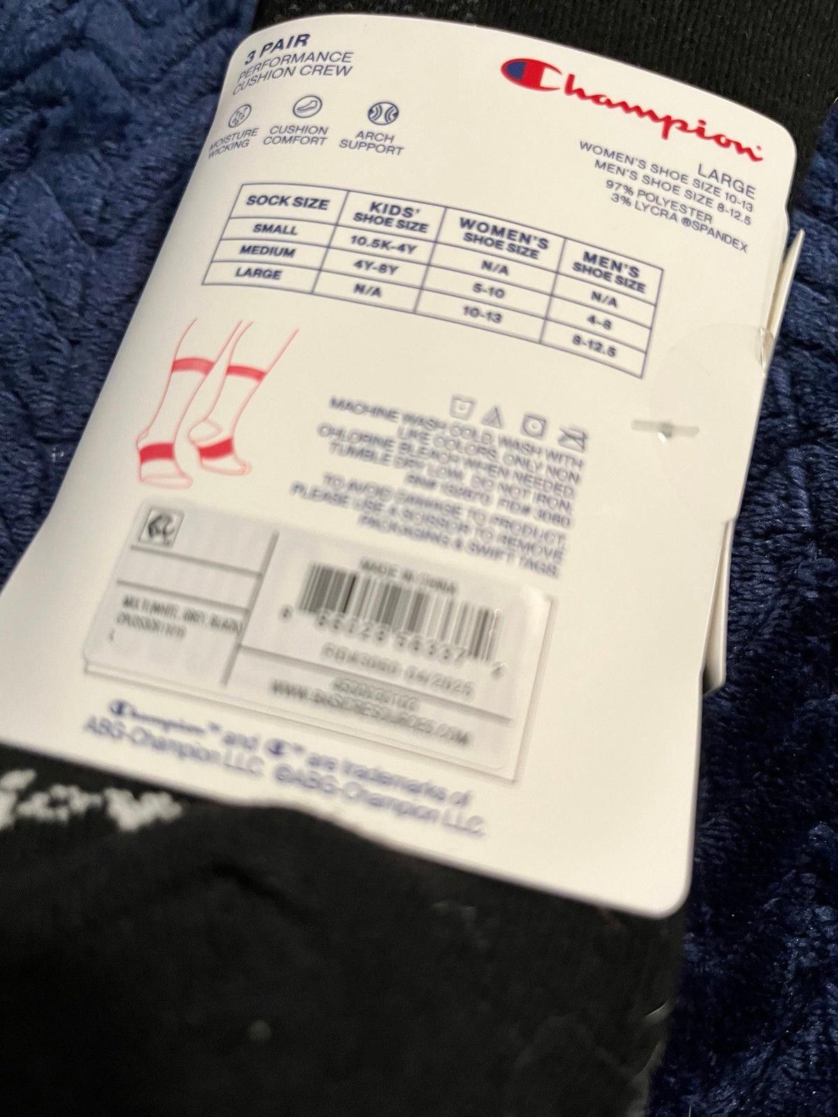 Champion Champion Performance Cushion 3 Pr Socks (White, Black, Grey) Size ONE SIZE - 3 Thumbnail