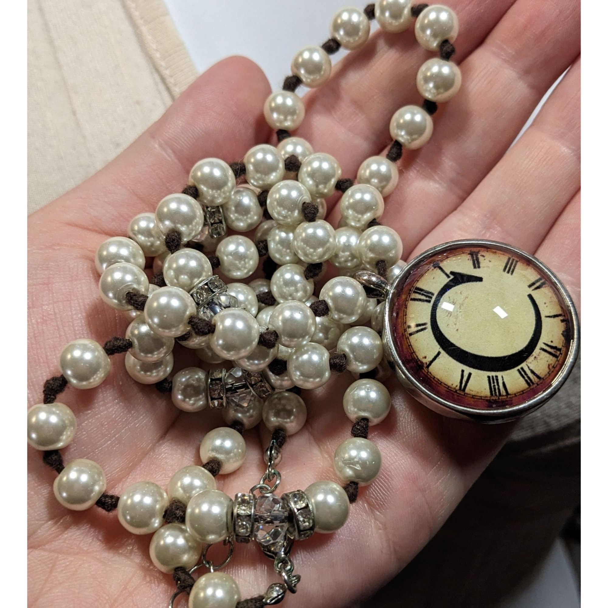 Other Elegant Steampunk Glass Pearl Beaded Pendant Necklace Size ONE SIZE - 4 Thumbnail