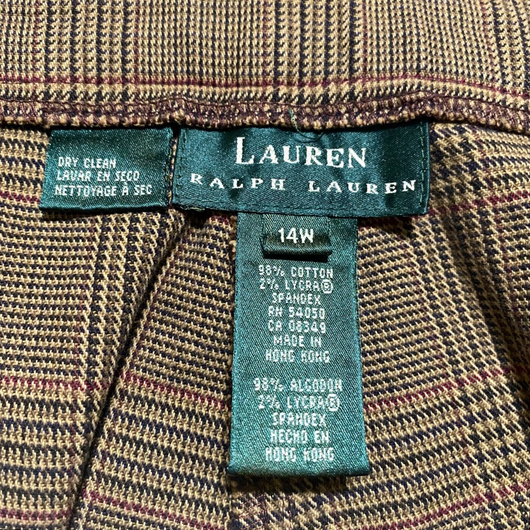 Ralph Lauren Lauren Ralph Lauren Womens Dress Pants 14W Plus Brown Plaid High Rise Straight Pants Women Size 36" / US 14 / IT 50 - 3 Thumbnail