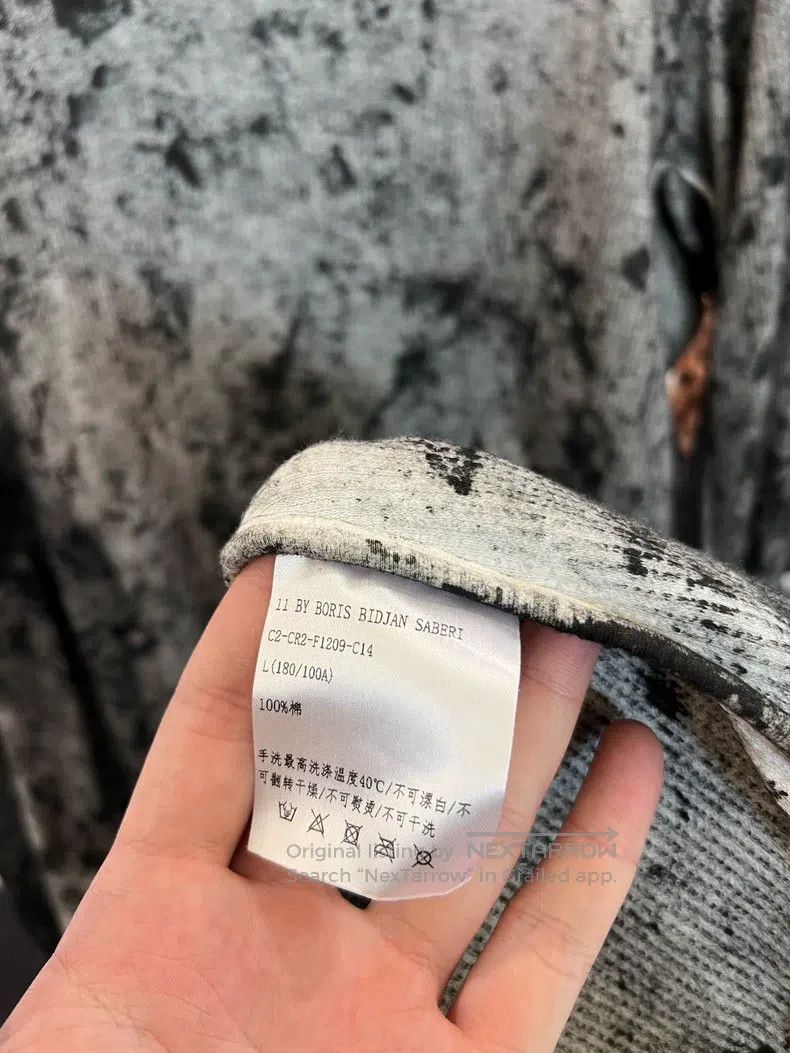 Boris Bidjan Saberi Boris Bidjan Saberi Washed inkjet medium-length hooded swe Size US L / EU 52-54 / 3 - 8 Thumbnail