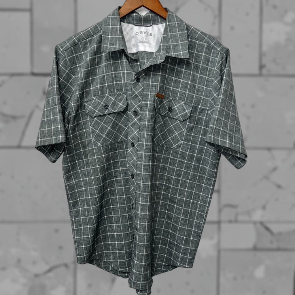 Orvis Orvis Shirt Plaid Short Sleeve Mens Size L Gray Size US L / EU 52-54 / 3 - 1 Thumbnail