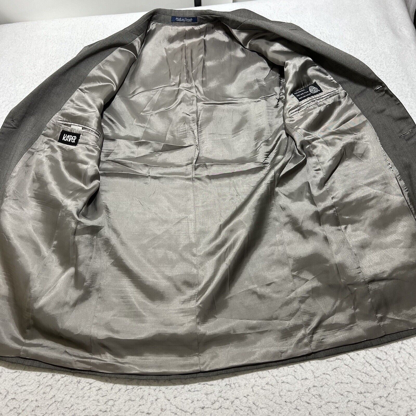 Vintage Vintage Kasper 42L Wool Suit Jacket Gray Career Coat Canada Size 42L - 6 Thumbnail