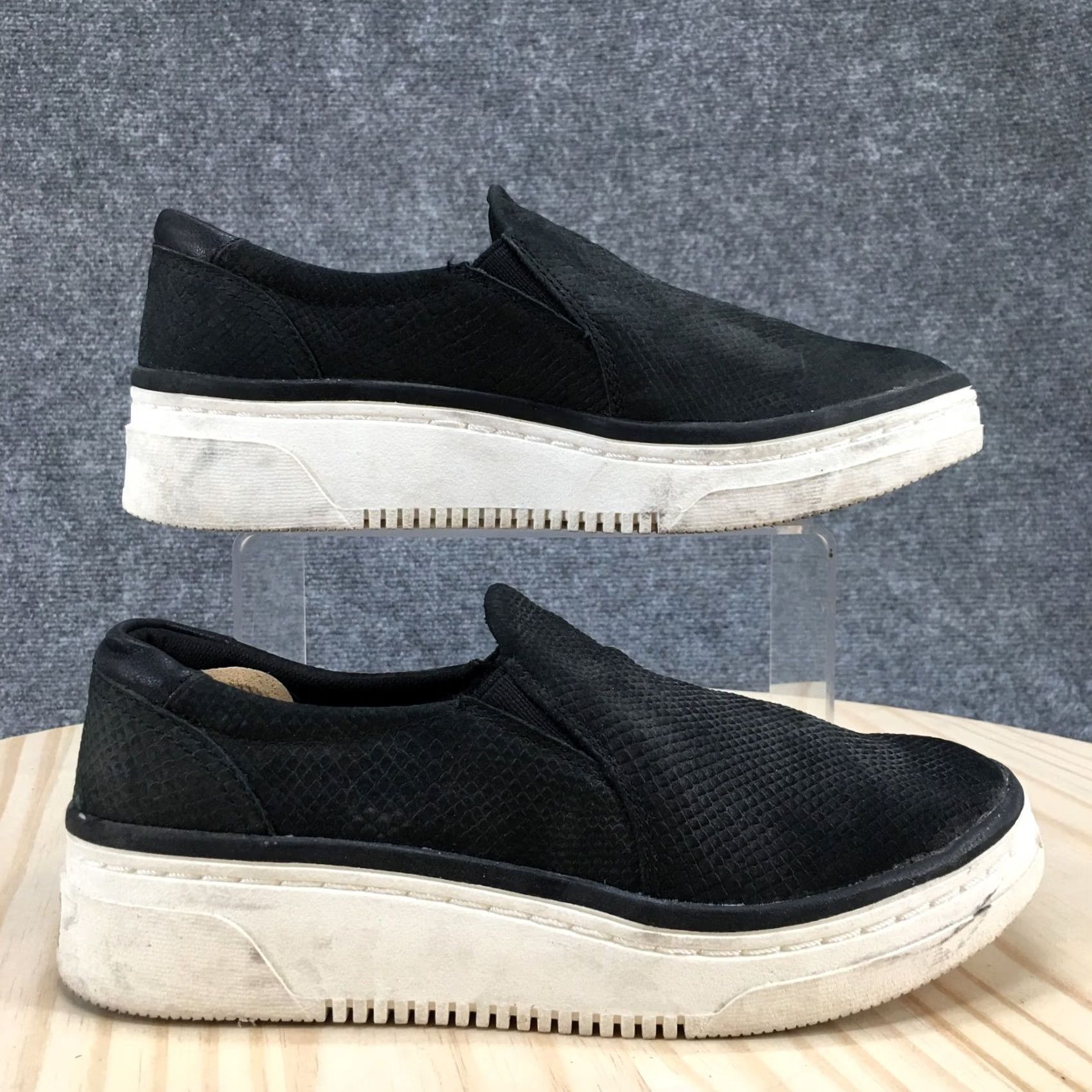 Vintage Dr Scholl's Sneakers Womens 7.5M Black Everywhere Platform Slip On Snake Embossed Shoes Casual Size US 8 / IT 38 - 2 Thumbnail