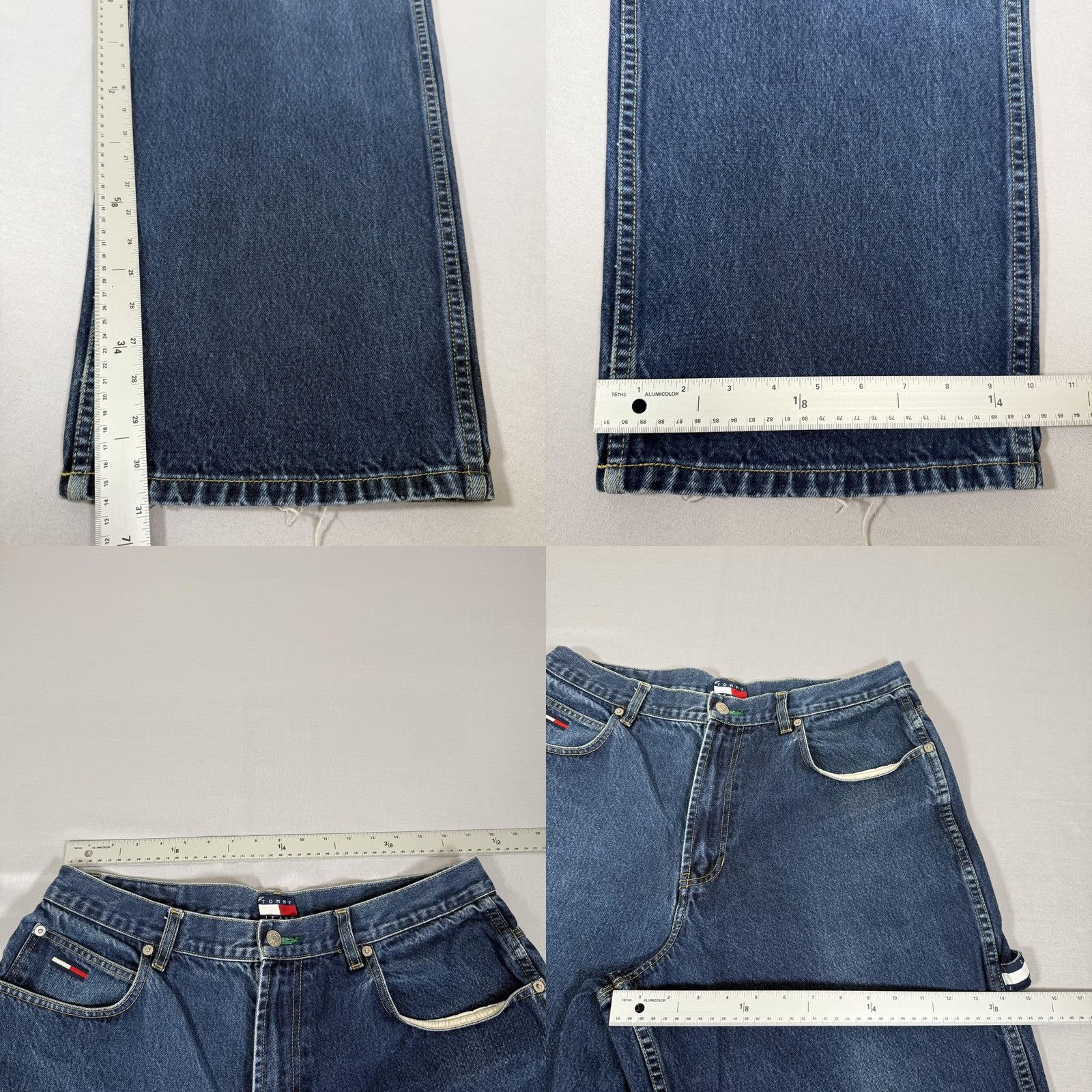 Denime VINTAGE Tommy Jeans Jeans Men 36x32 Blue Carpenter Baggy 90s Wide-Leg Distressed Denim Size US 36 / EU 52 - 9 Thumbnail